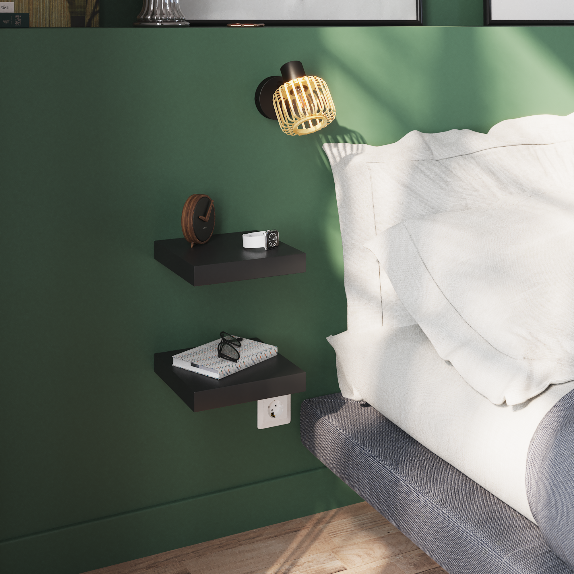 Mensola a muro SPACEO dritto in mdf L 23.5 x P 23.5 cm nero - 7
