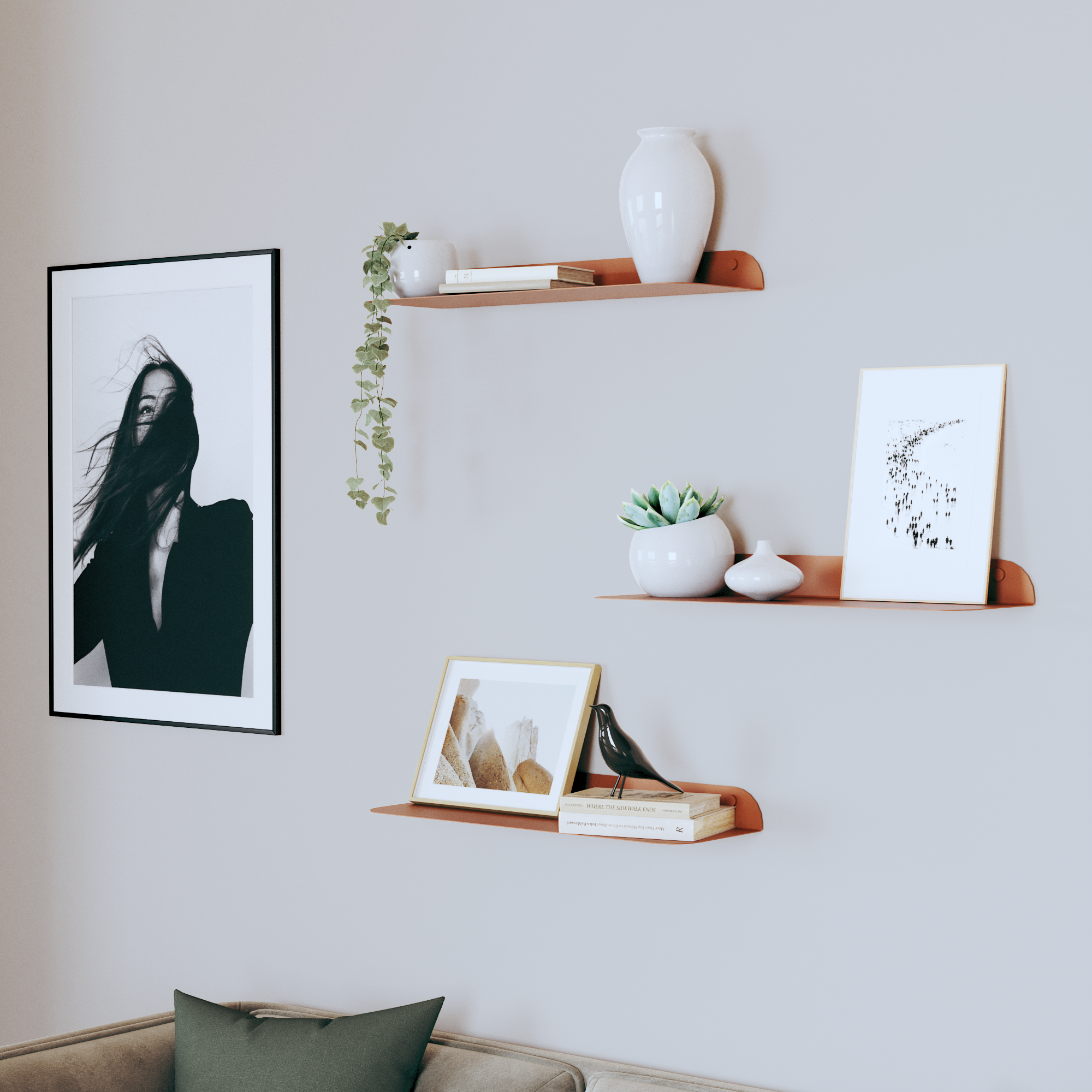 Mensola a muro Cotta SPACEO a l in acciaio L 60 x P 20 cm terracotta - 2