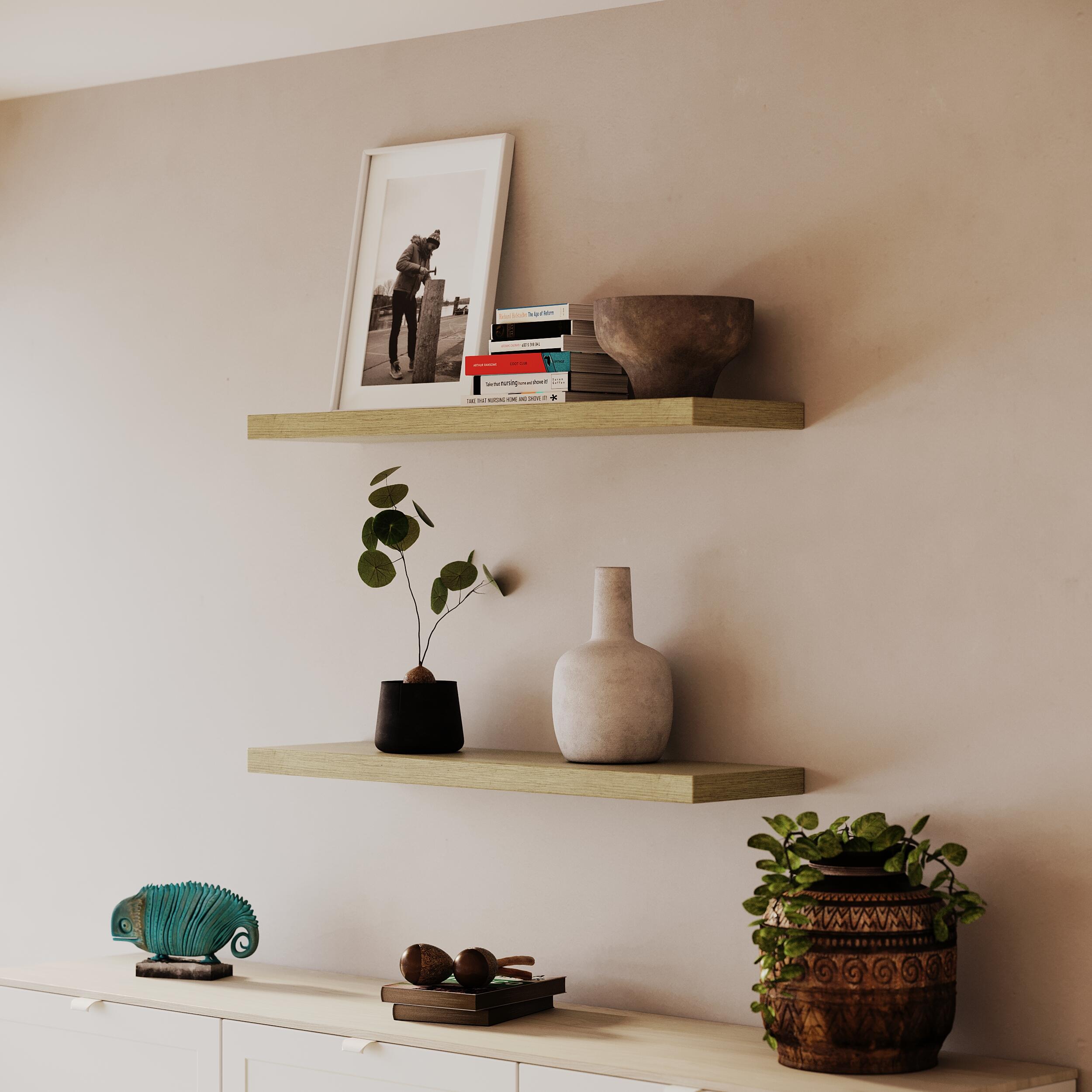 Estante de pared de madera mdf Spaceo rectagular  color roble 90x23.5 cm - 6