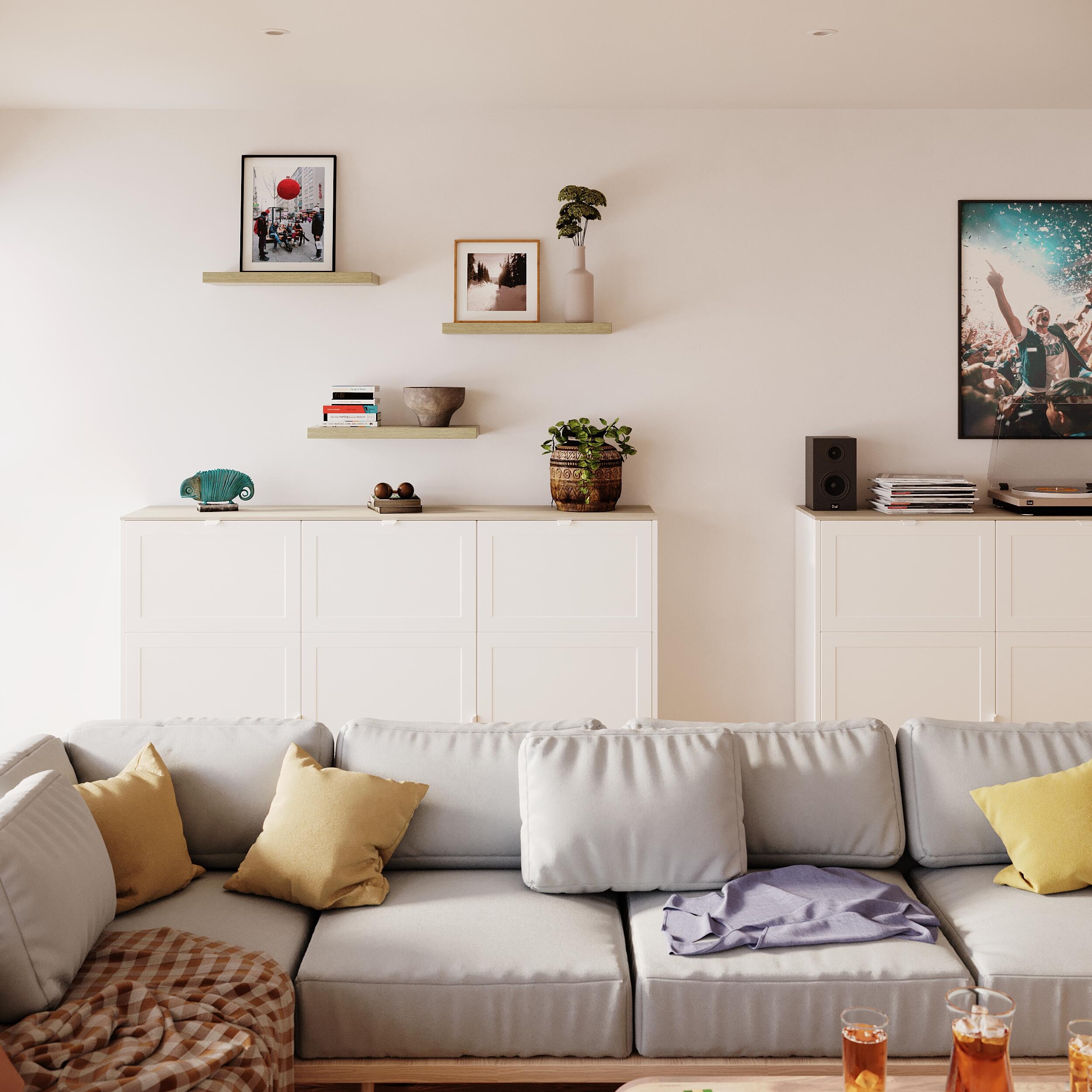 Estante de pared de madera mdf Spaceo rectagular  color roble 60x23.5 cm - 6