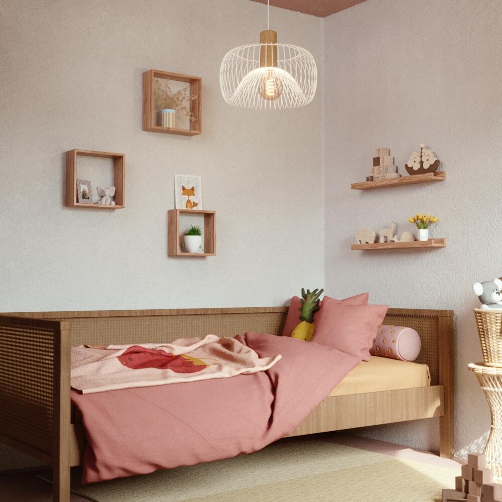 Estante mural en u Spaceo en color roble de 60x10x4,5 cm y carga máx de 5 kg - 5