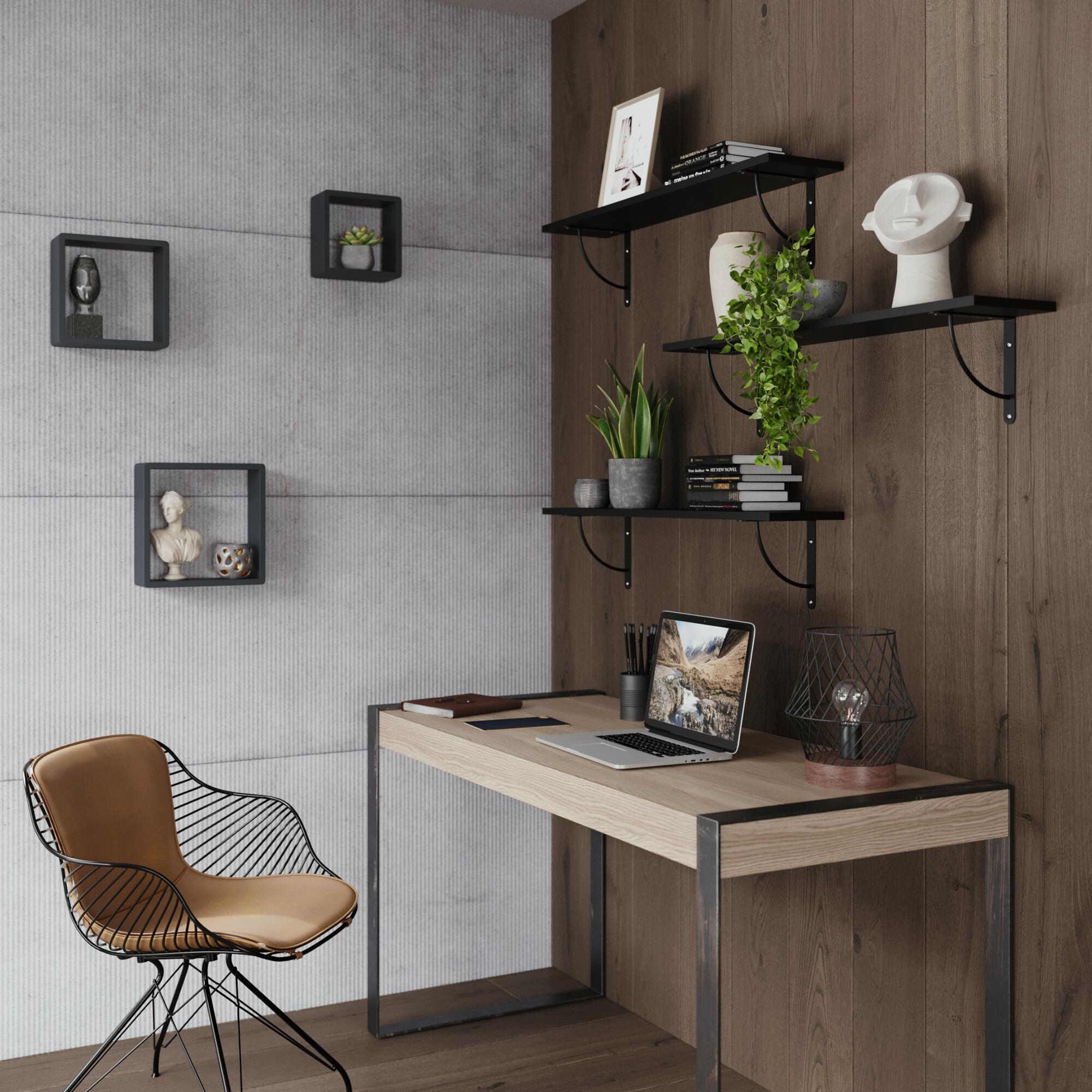 Equerre Bi bop acier peint noir, H.18 x P.18 cm - 4