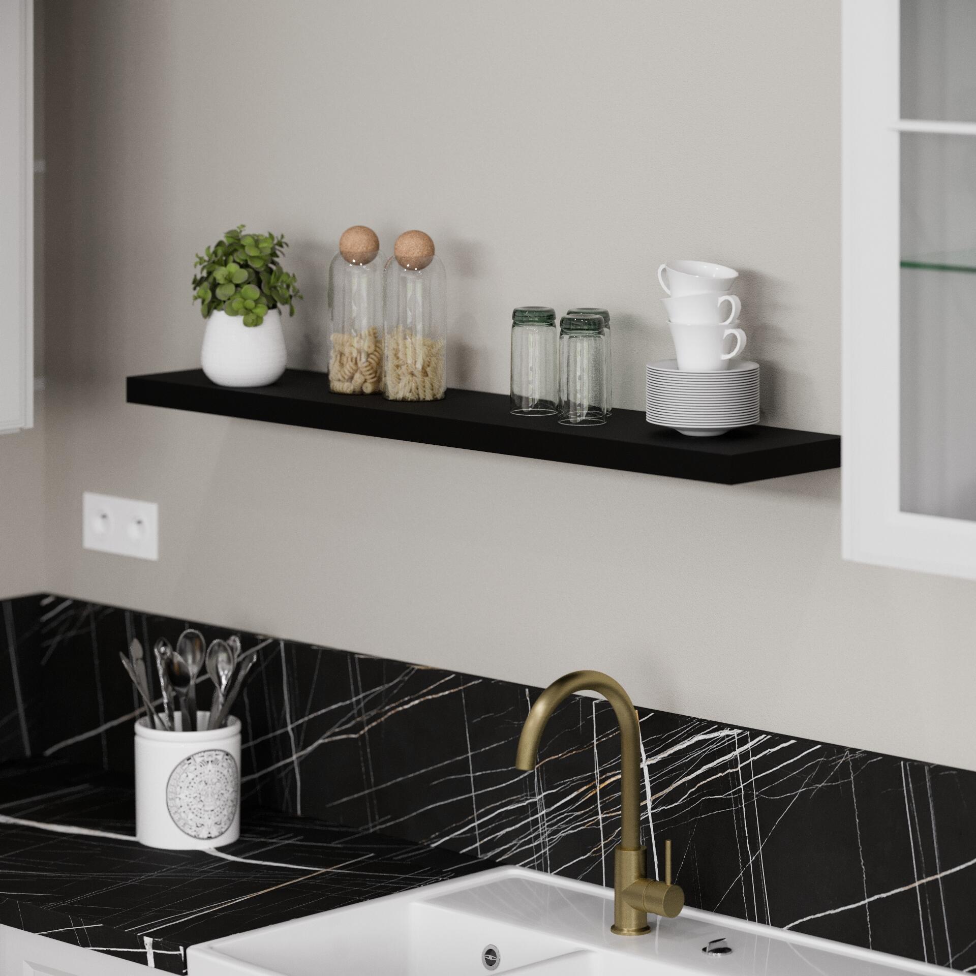 Mensola a muro SPACEO dritto in mdf L 115 x P 23.5 cm nero - 6