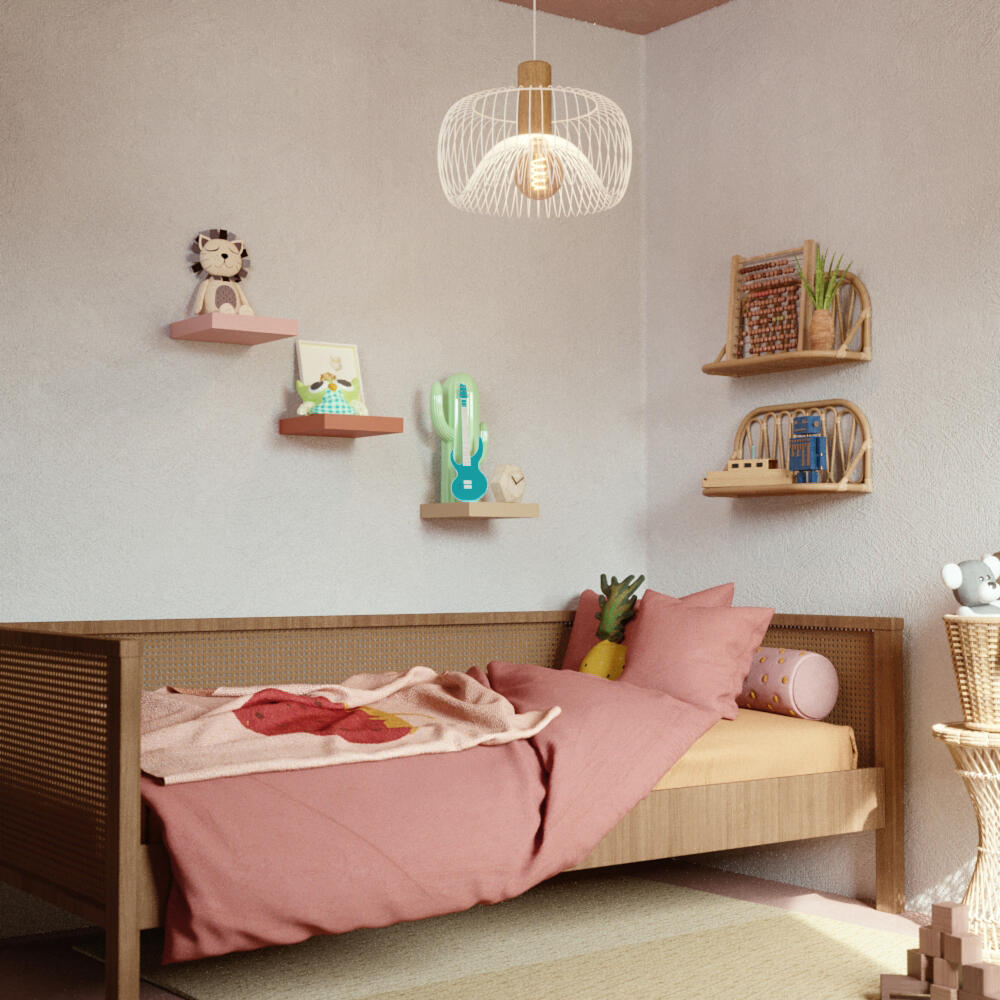 Etagère murale rotin SPACEO, H.25 cm x L.50 cm x P.20 cm, Ep.2 cm - 3