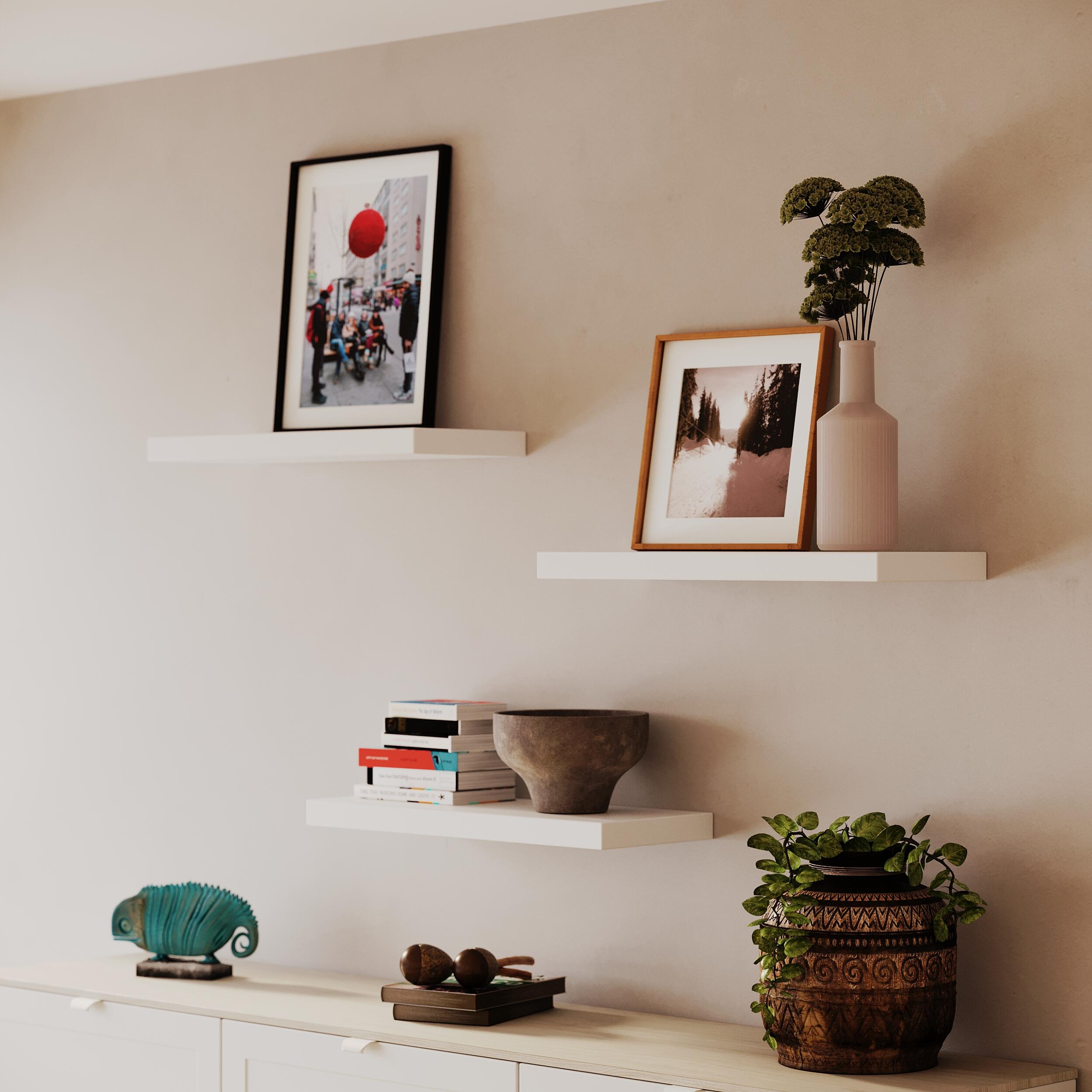 Mensola a muro SPACEO dritto in mdf L 60 x P 23.5 cm bianco - 5