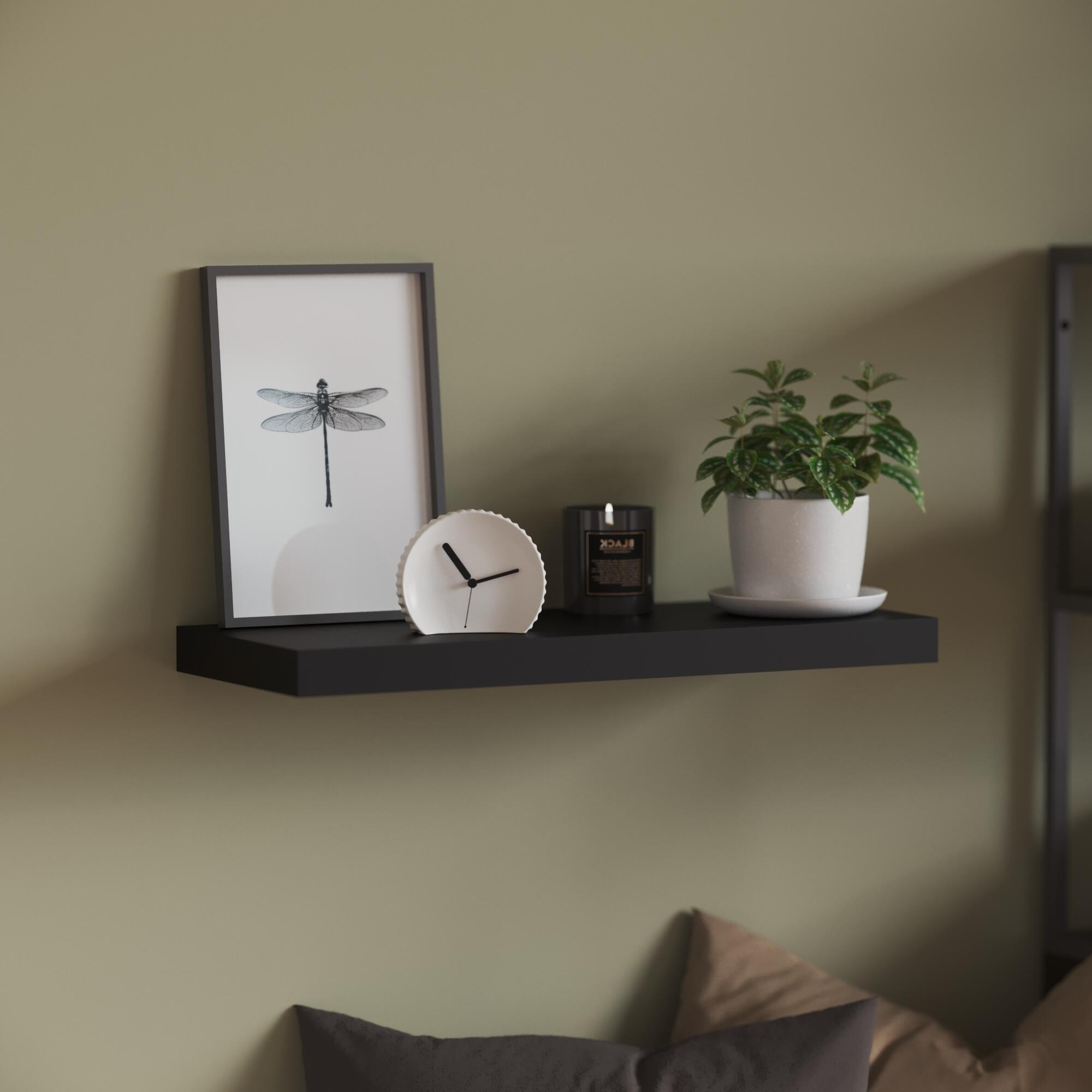 Estante de pared de madera mdf Spaceo rectangular color negro 60x23.5 cm - 7