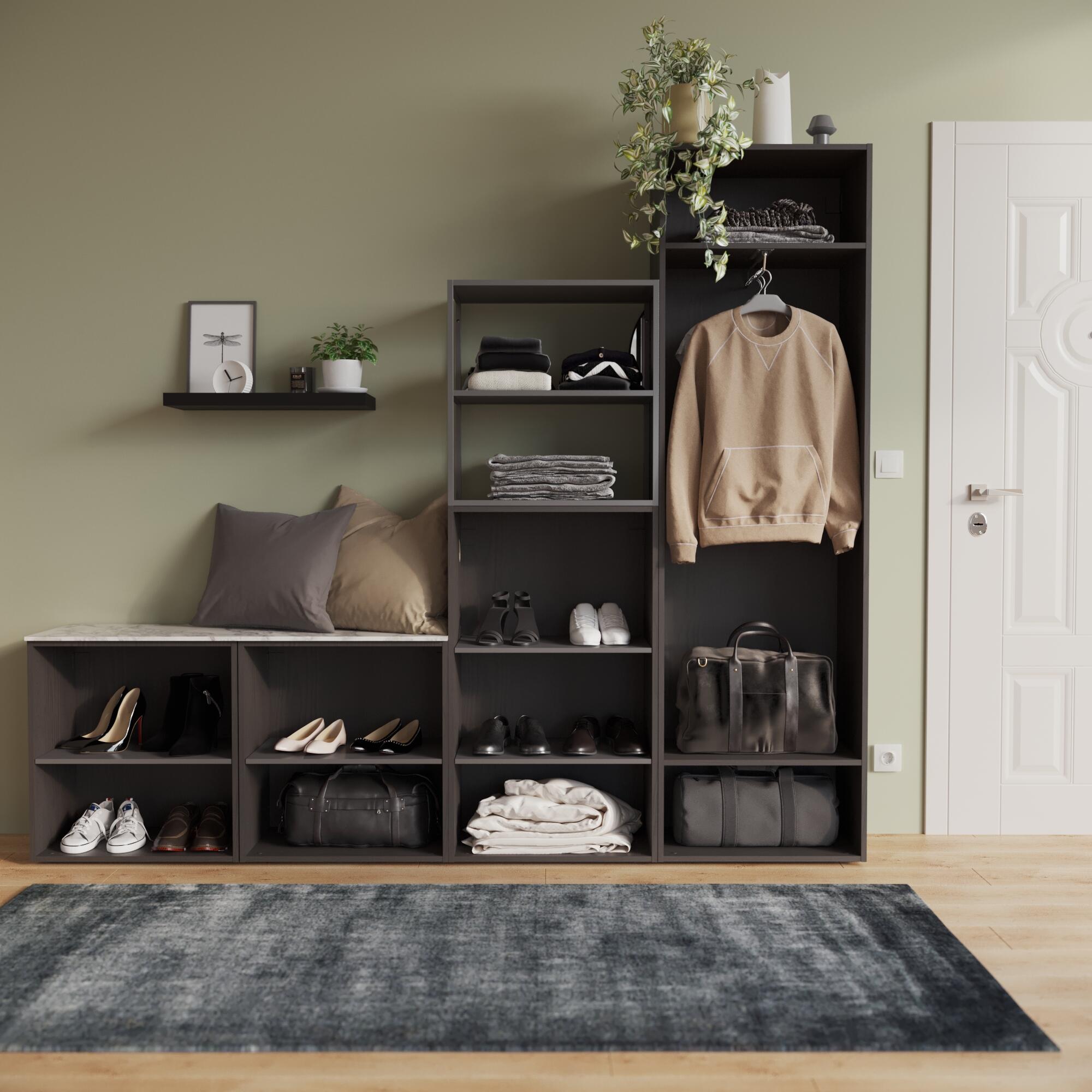 Estante de pared de madera mdf Spaceo rectangular color negro 60x23.5 cm - 8