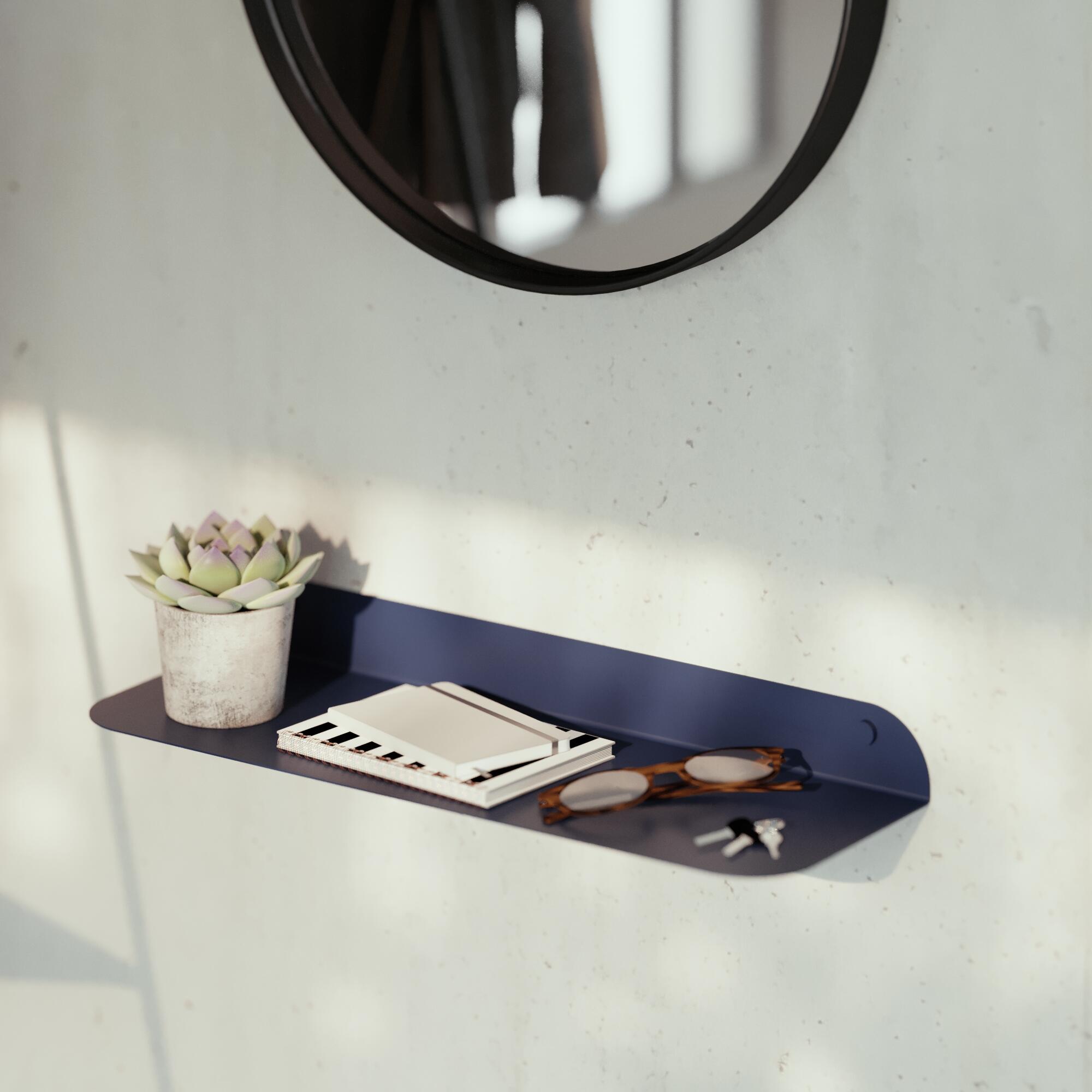 Etagère murale en métal bleu foncé SPACEO, H.6 x L.60 cm x P.20 cm - 2