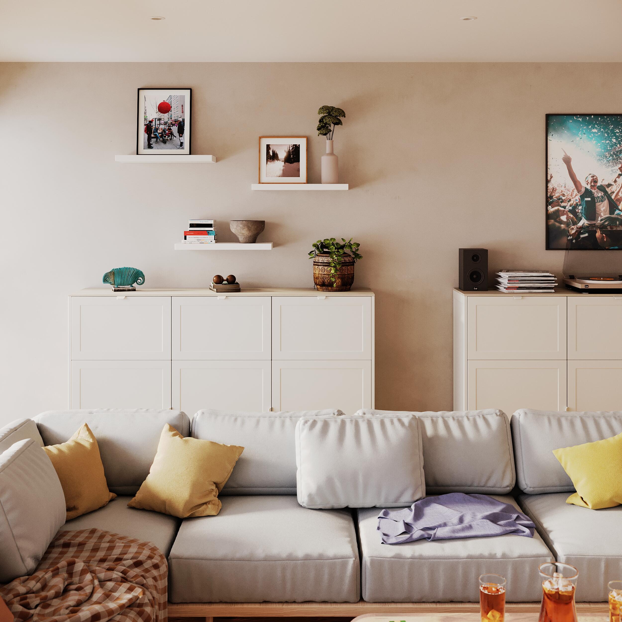 Prateleira de fixação invisível de 60x23.5x3.8cm branca - 9