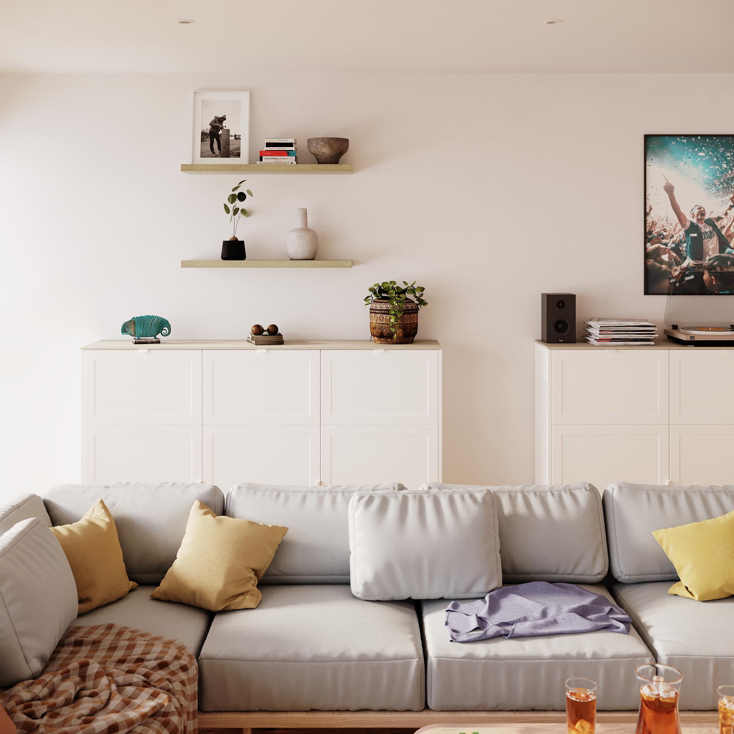 Estante de pared de madera mdf Spaceo rectagular  color roble 90x23.5 cm - 7