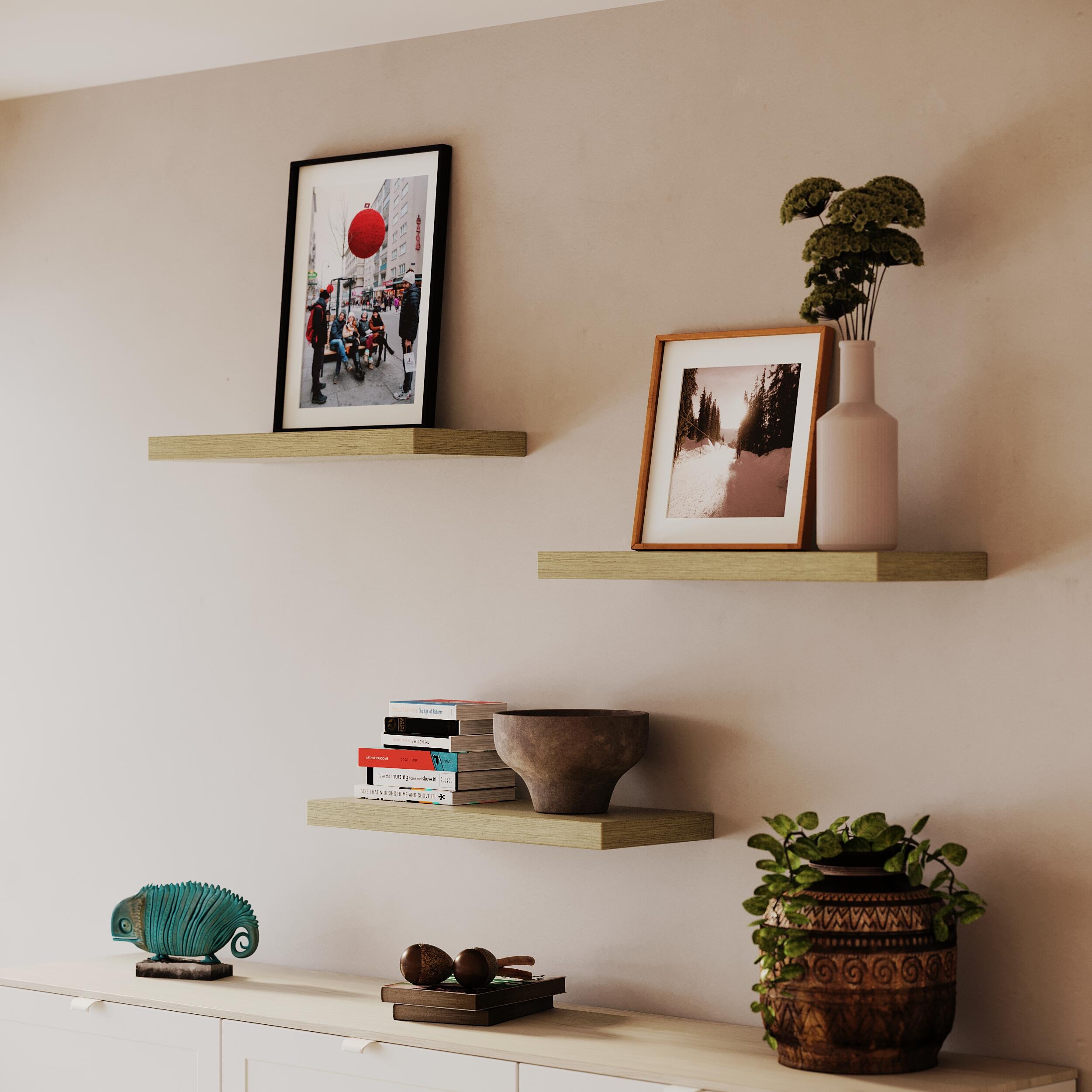 Estante de pared de madera mdf Spaceo rectagular  color roble 60x23.5 cm - 7