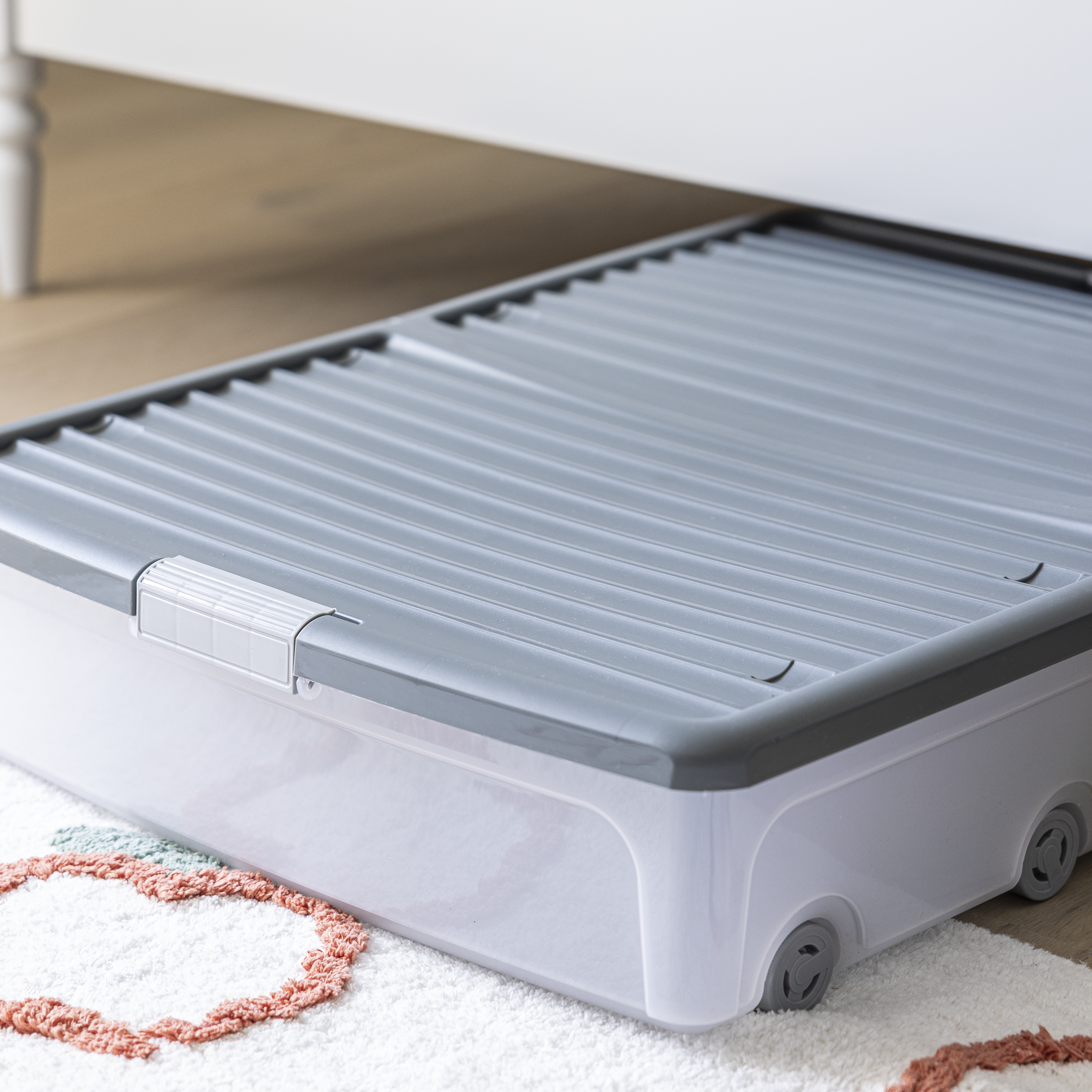 Caixa de arrumação por baixo da cama 55L cinzento - 6