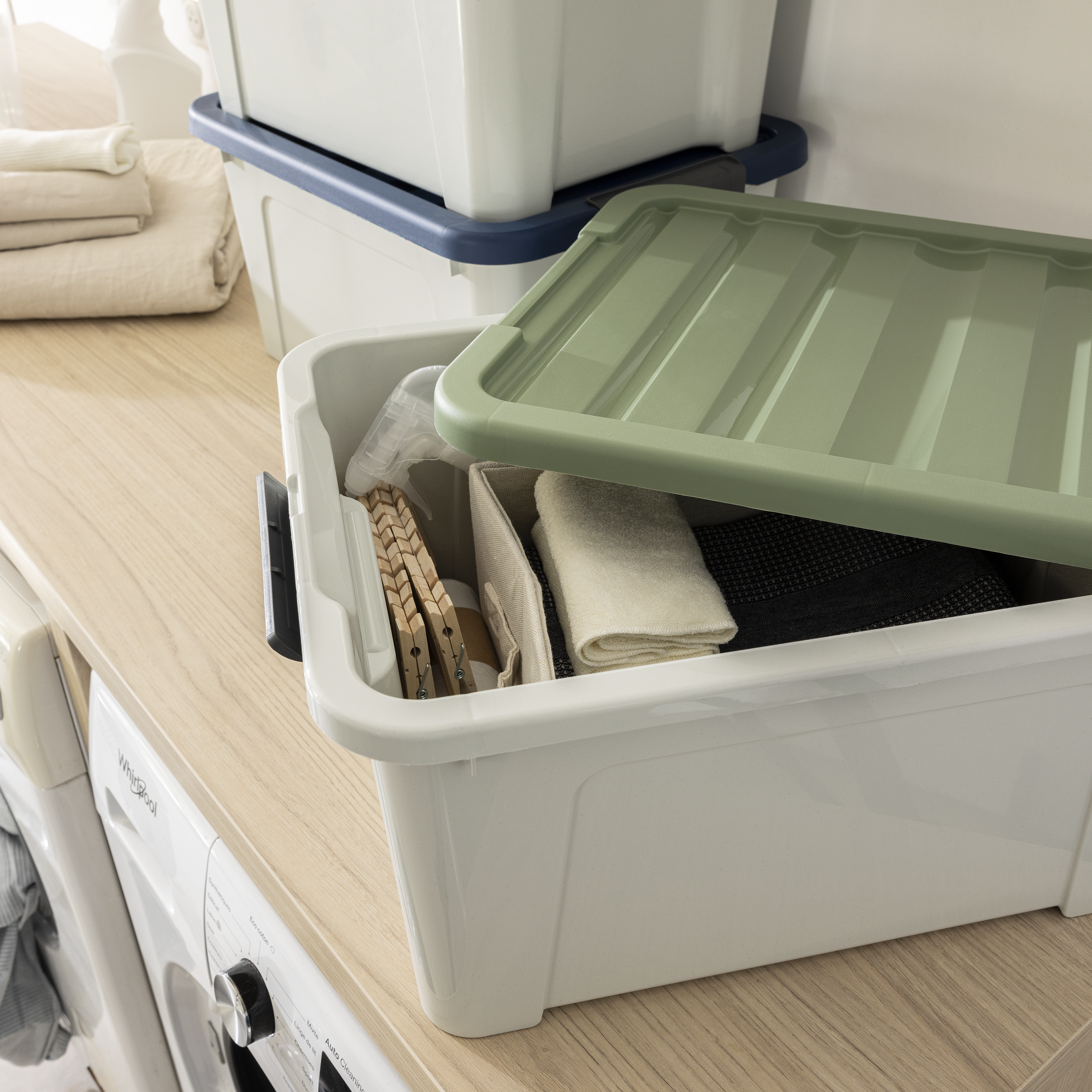 Conjunto 3 caixas de arrumação PVC multicor 24L 45x34x23 cm Spaceo - 5