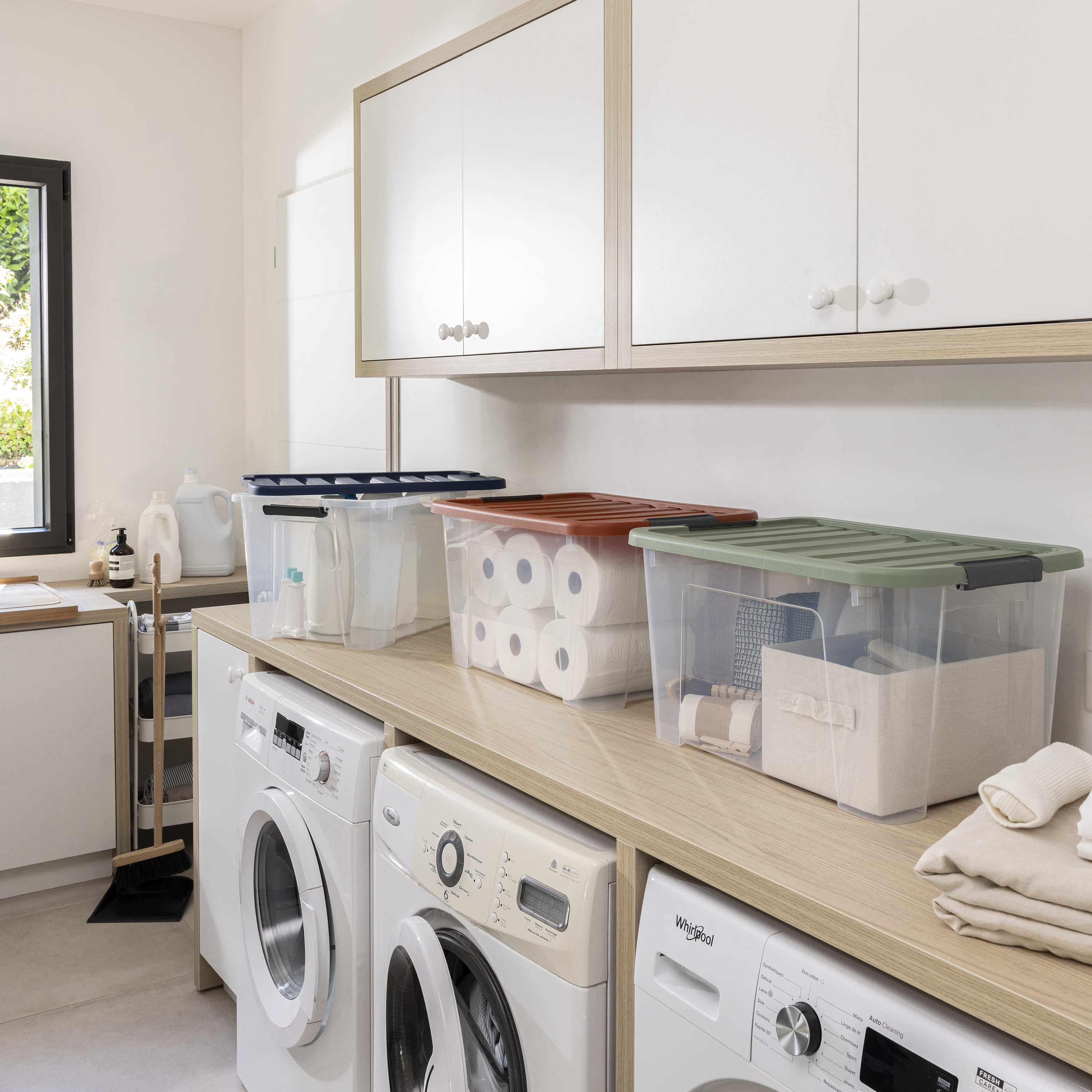 Conjunto 3 caixas de arrumação PVC multicor 44L 55,5x39x30,5 cm Spaceo - 2