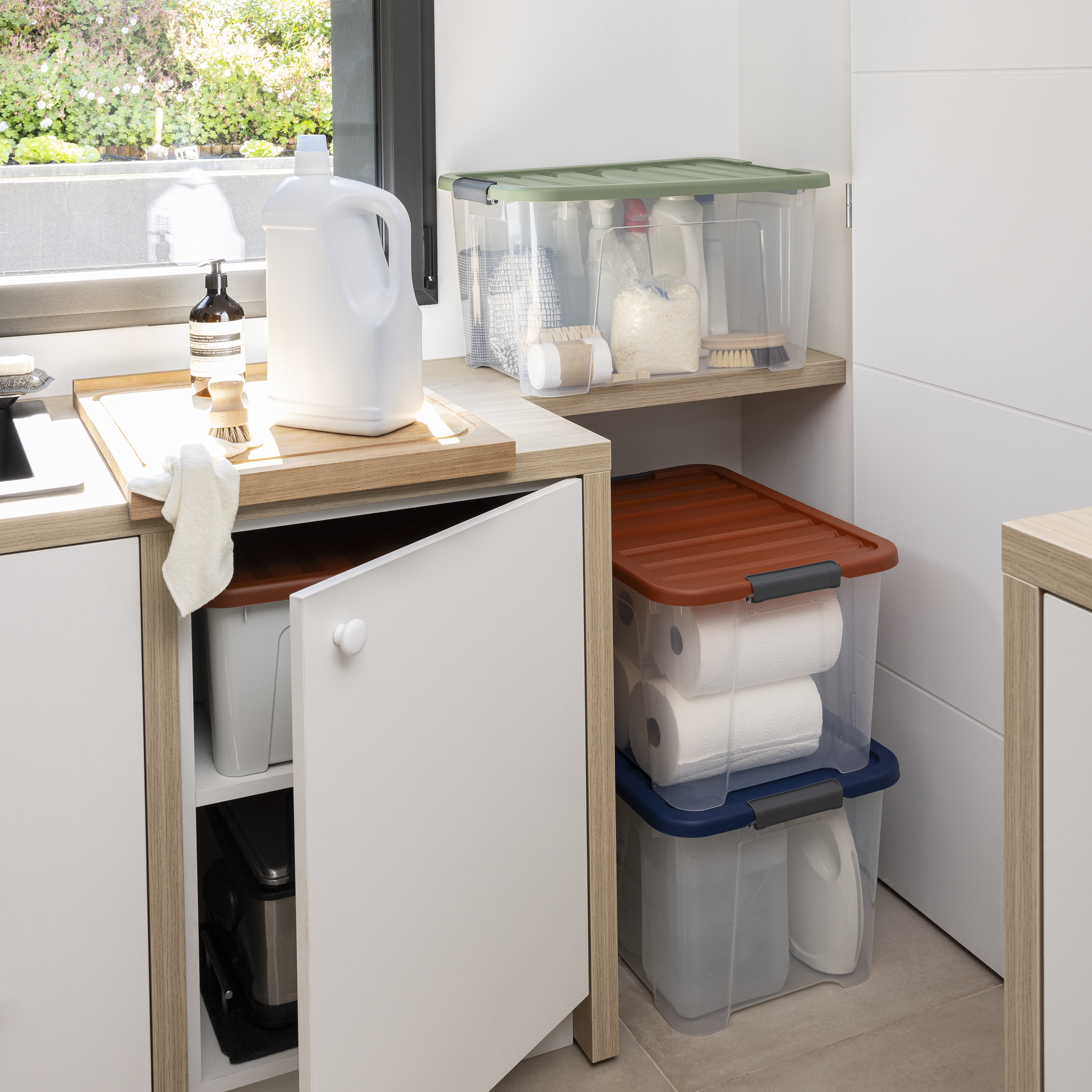 Conjunto 3 caixas de arrumação PVC multicor 44L 55,5x39x30,5 cm Spaceo - 3