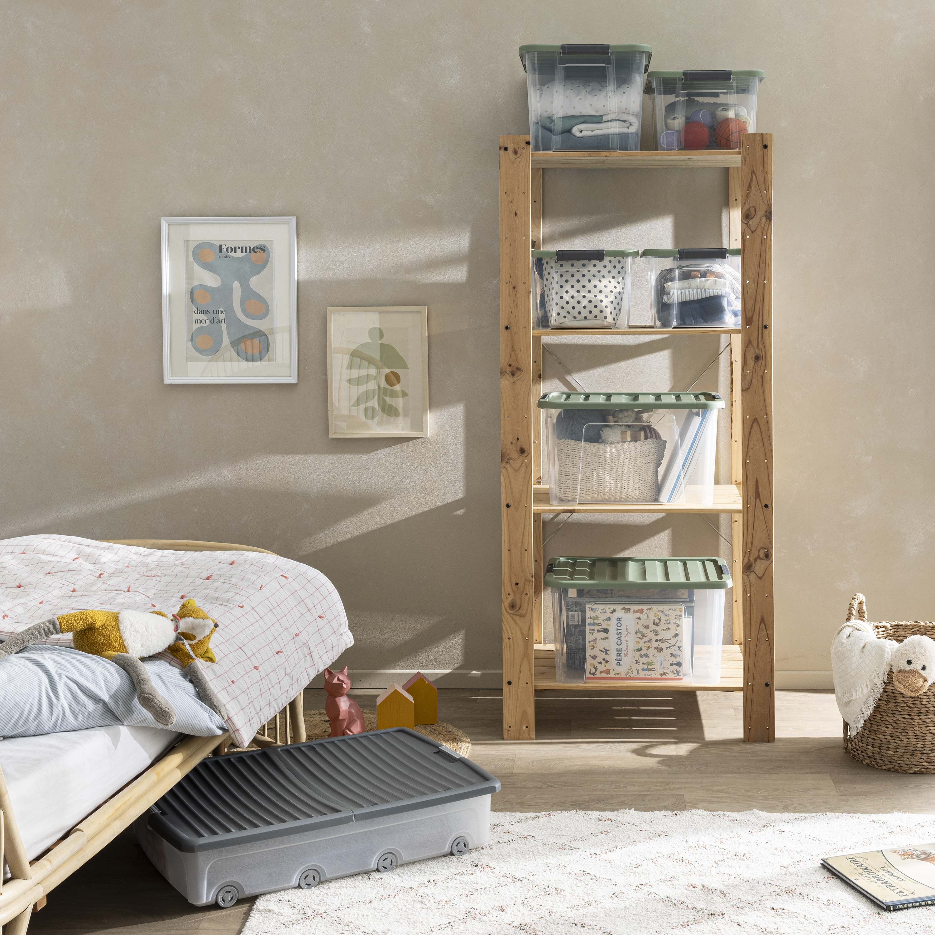 Caixa de arrumação PVC transparente com tampa verde 23L 45x34x23 cm Spaceo - 10