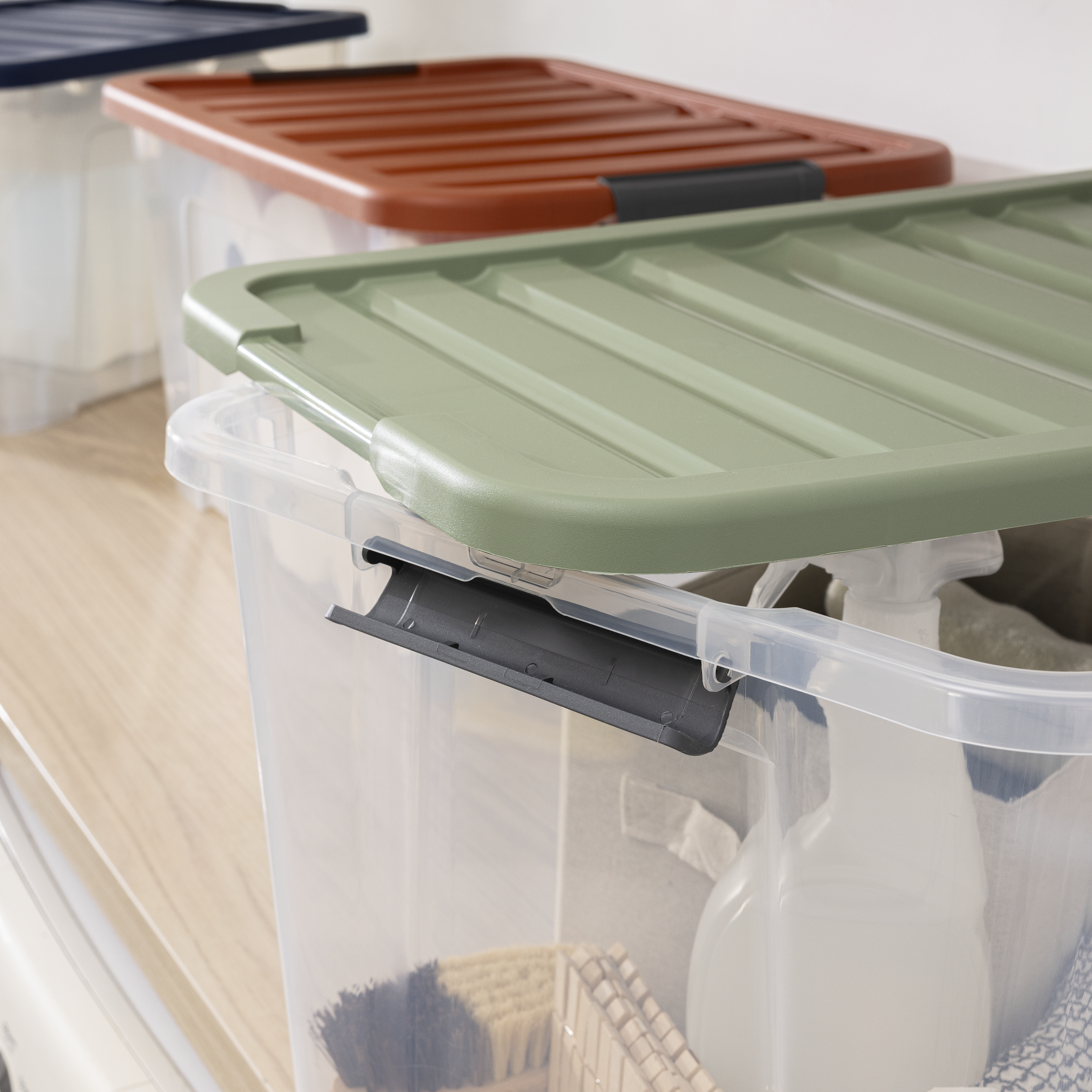 Conjunto 3 caixas de arrumação PVC multicor 44L 55,5x39x30,5 cm Spaceo - 5