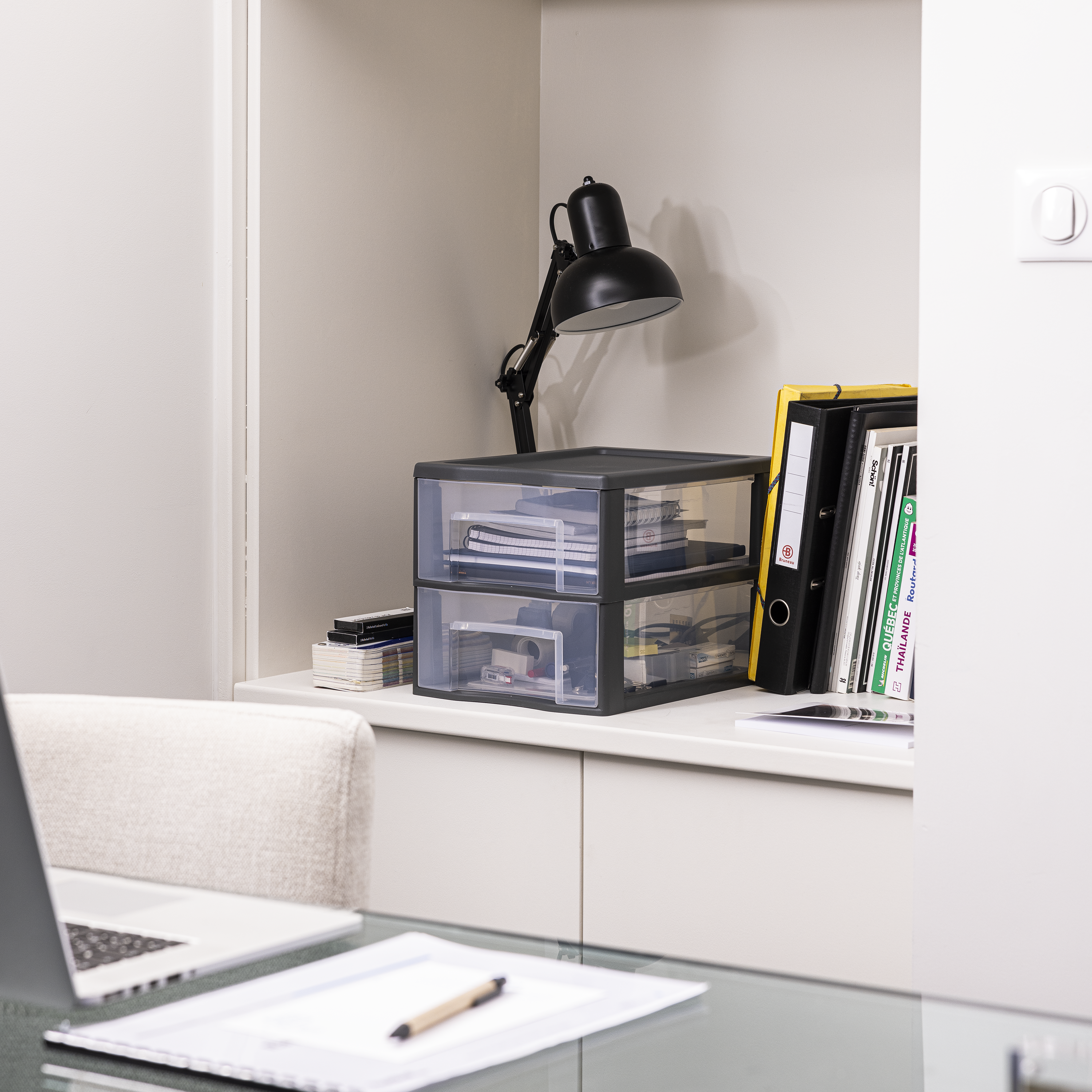 Bloco de 2 gavetas PVC transparente e cinza 36,5x26x25,5cm Spaceo - 9