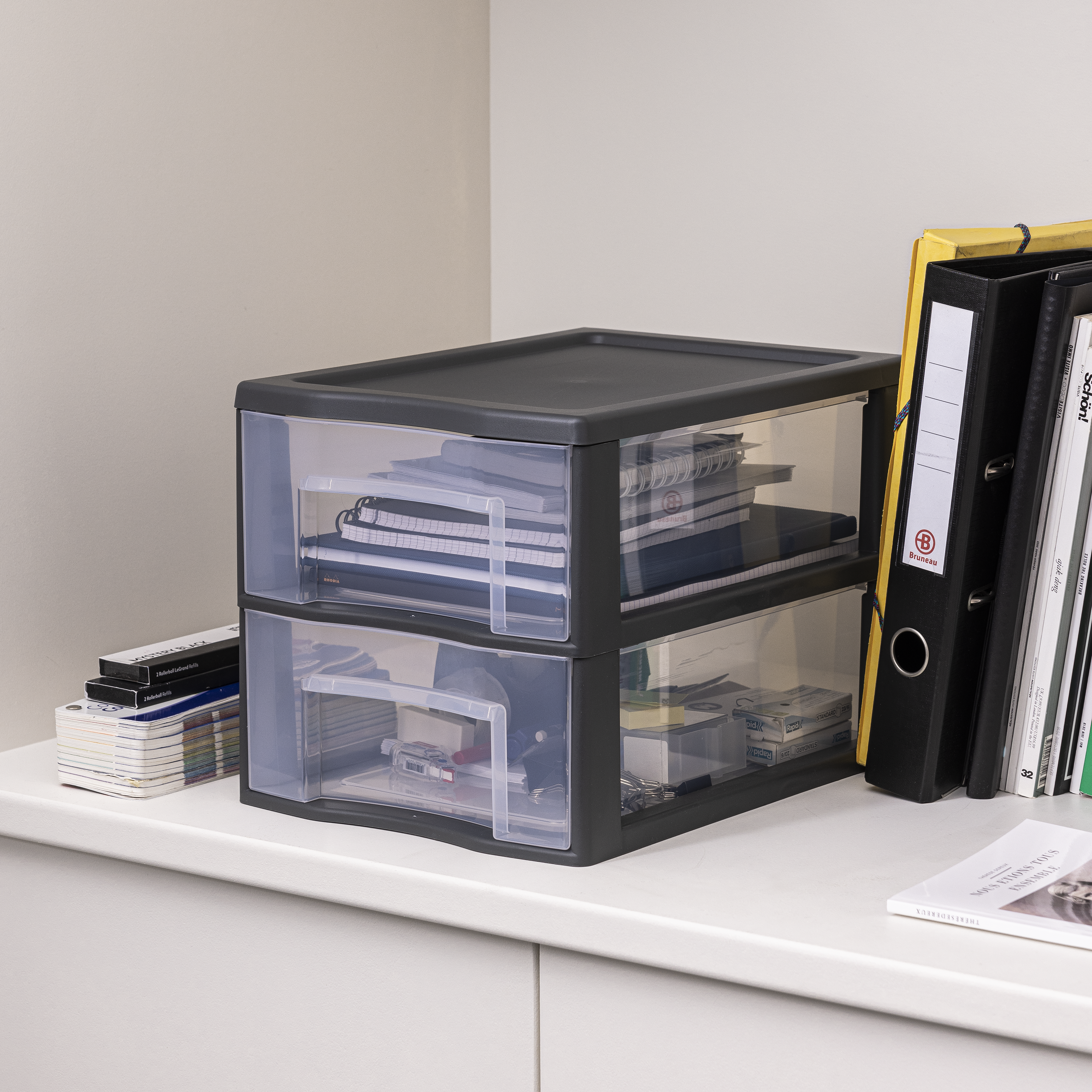 Bloco de 2 gavetas PVC transparente e cinza 36,5x26x25,5cm Spaceo - 10