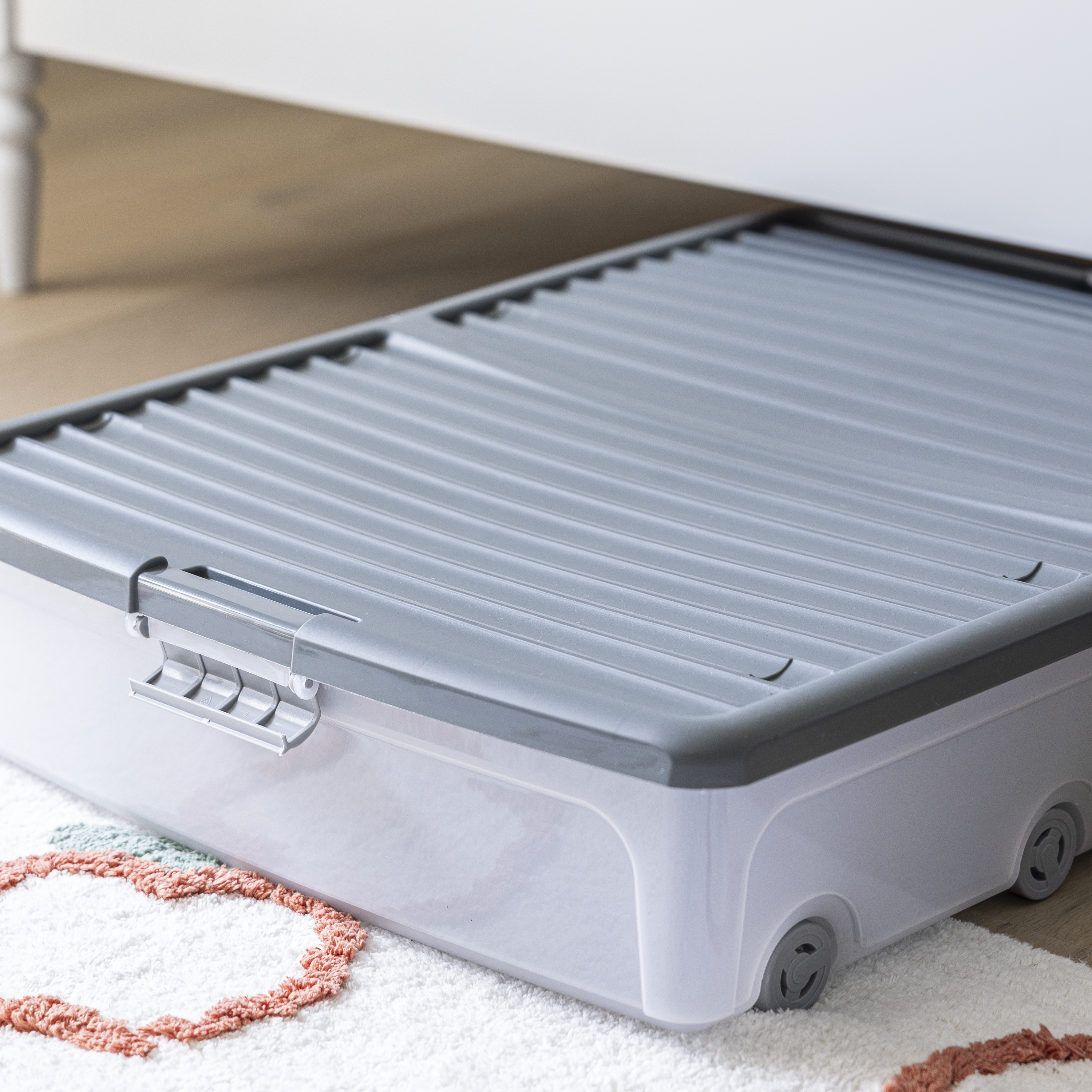 Caixa de arrumação por baixo da cama 55L cinzento - 16