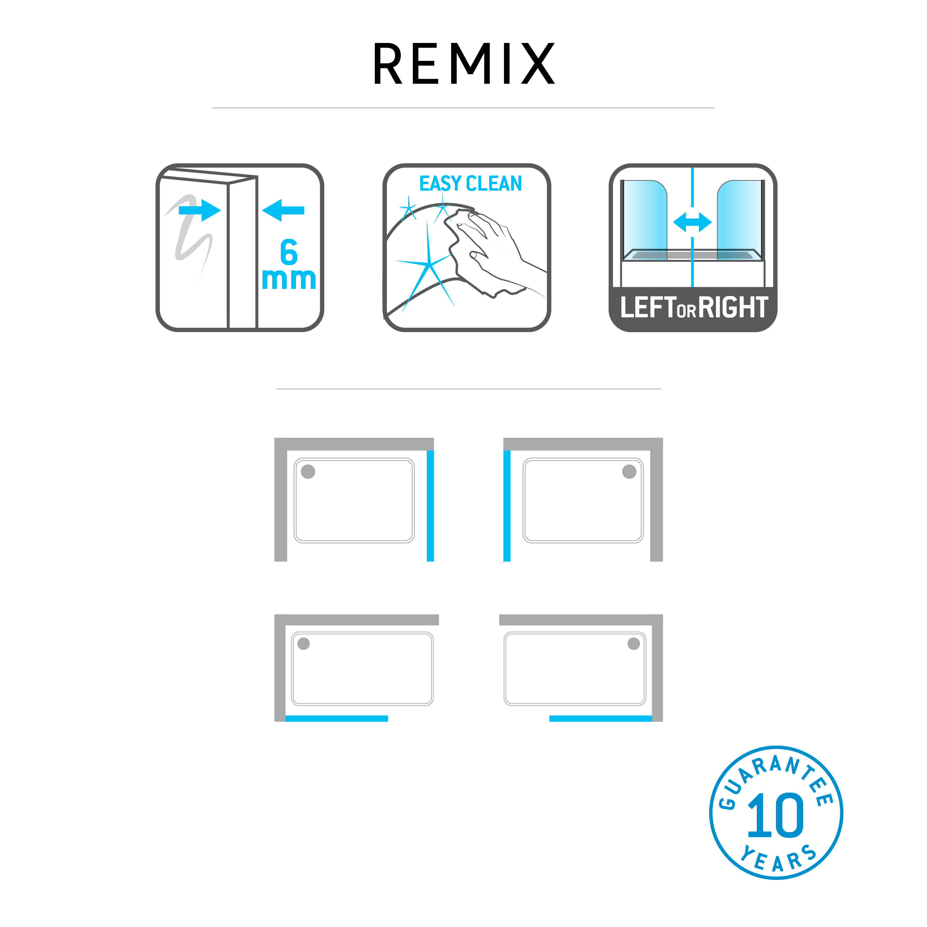 Lateral de duche 70x195 cm cromado Sensea Remix - 10