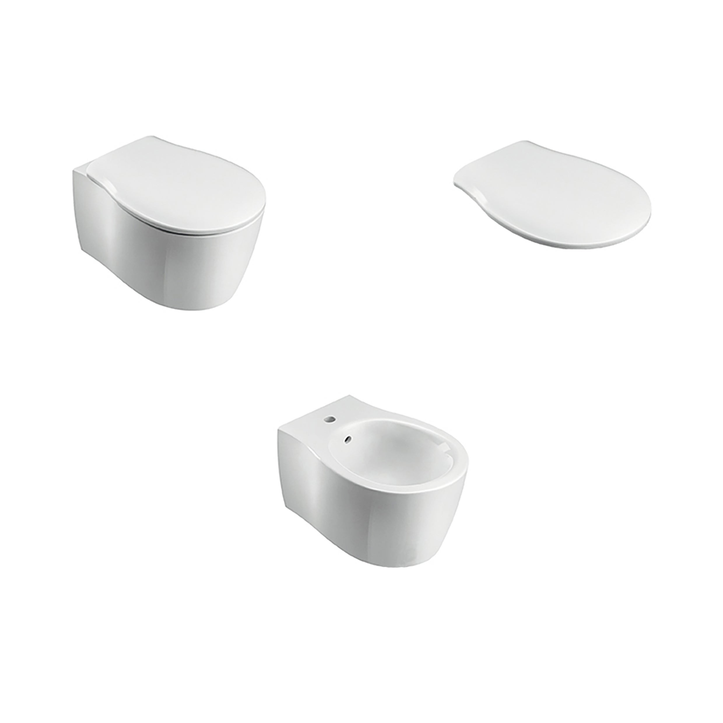 Coppia sanitari scarico a parete OLYMPIA CERAMICA Soft bianco WC: P 54 x L 37 x H 42 cm, bidet: P 54 x L 37 x H 42 cm - 4