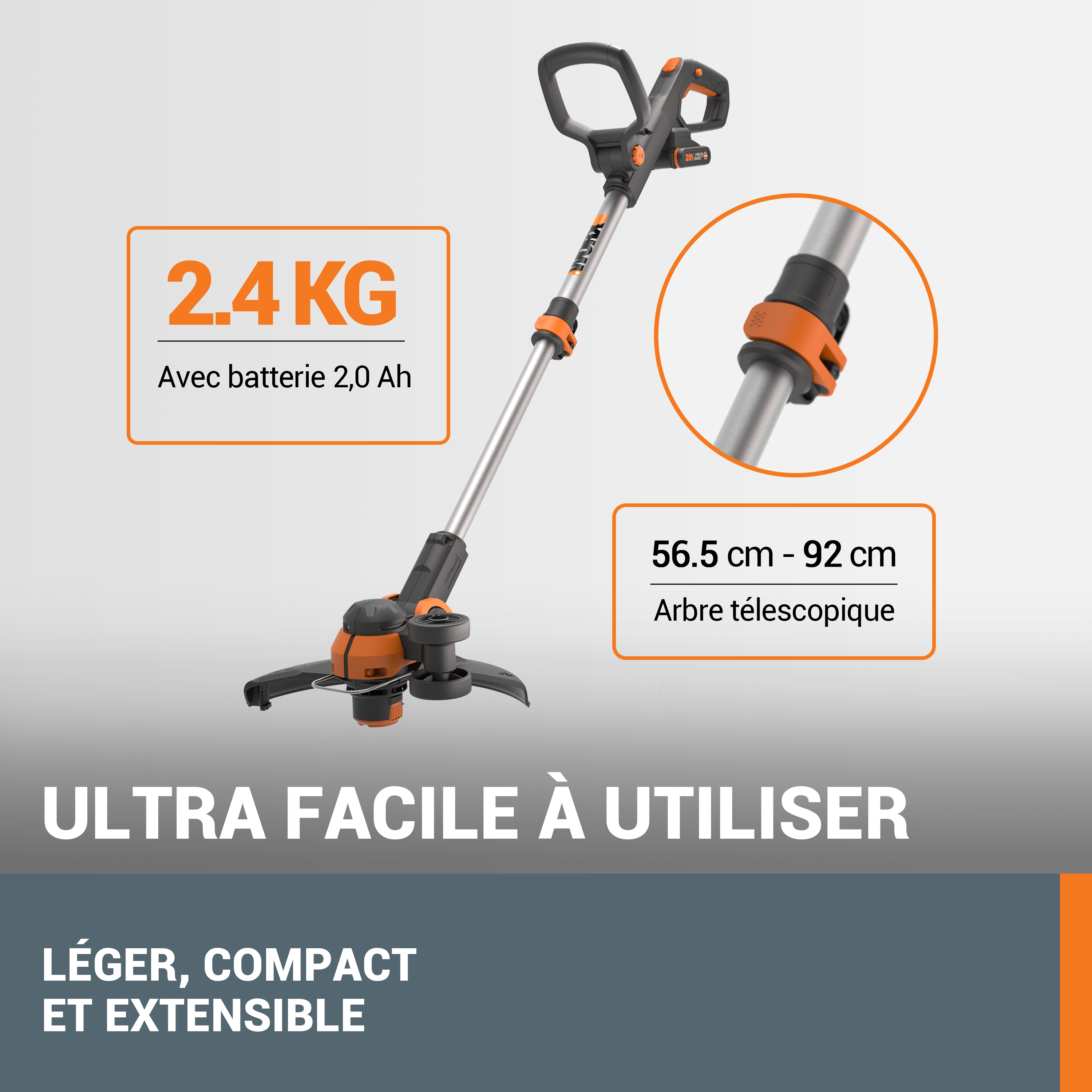 Aparador a bateria WORX WG163E.9 30CM 20V - 8