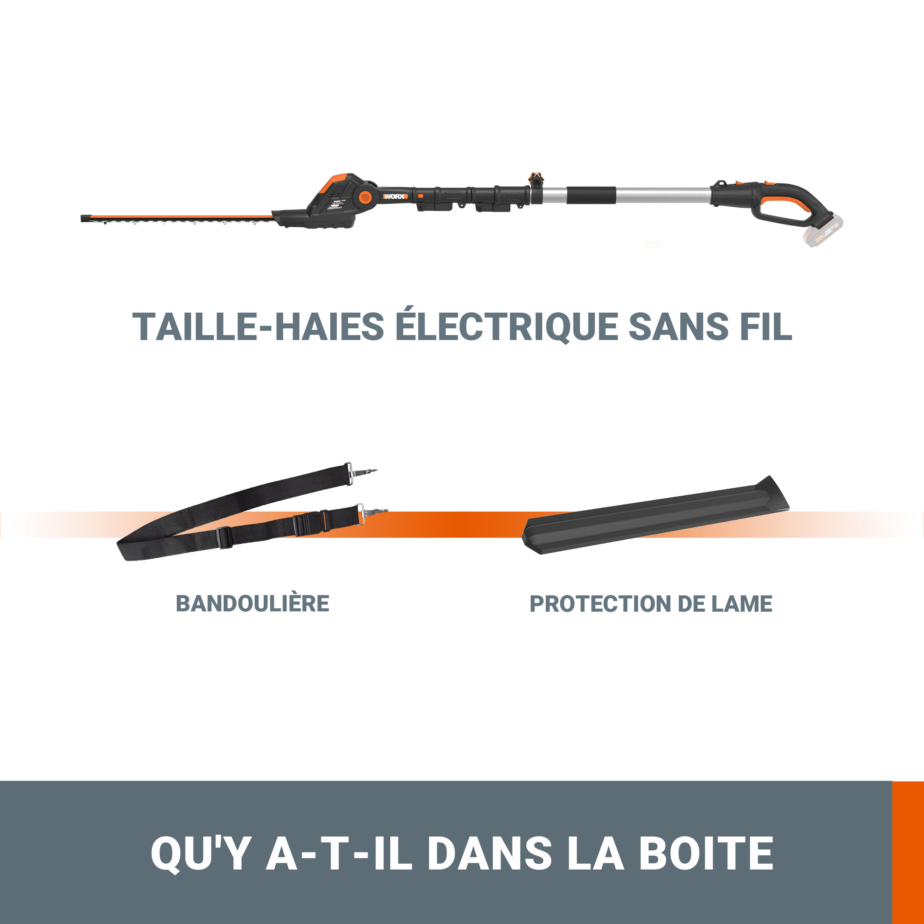 Taille-haies sur perche 20V WORX - WG252E.9 (Sans batterie ni chargeur) - 8