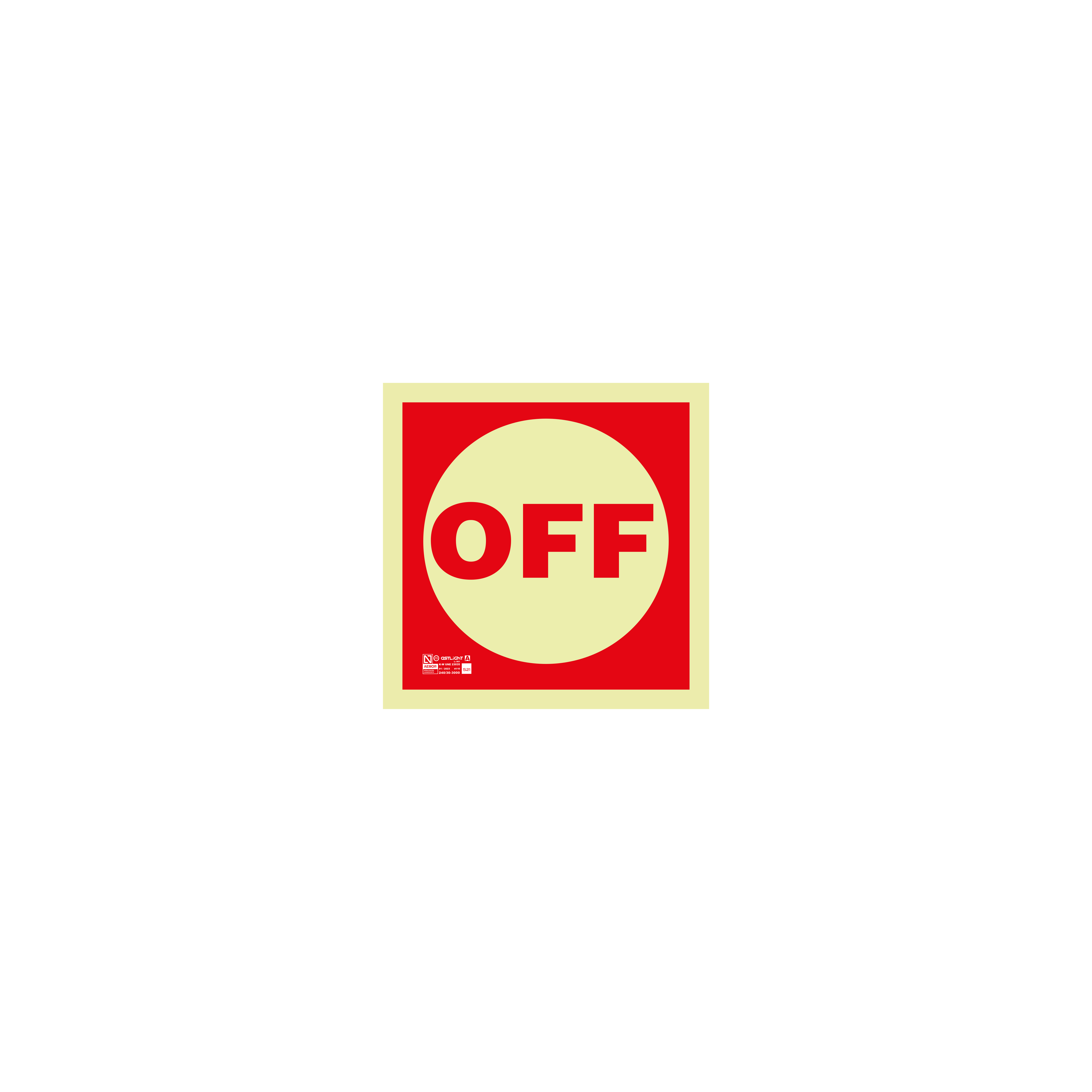Señal fotoluminiscente clase a off, 105x105 mm