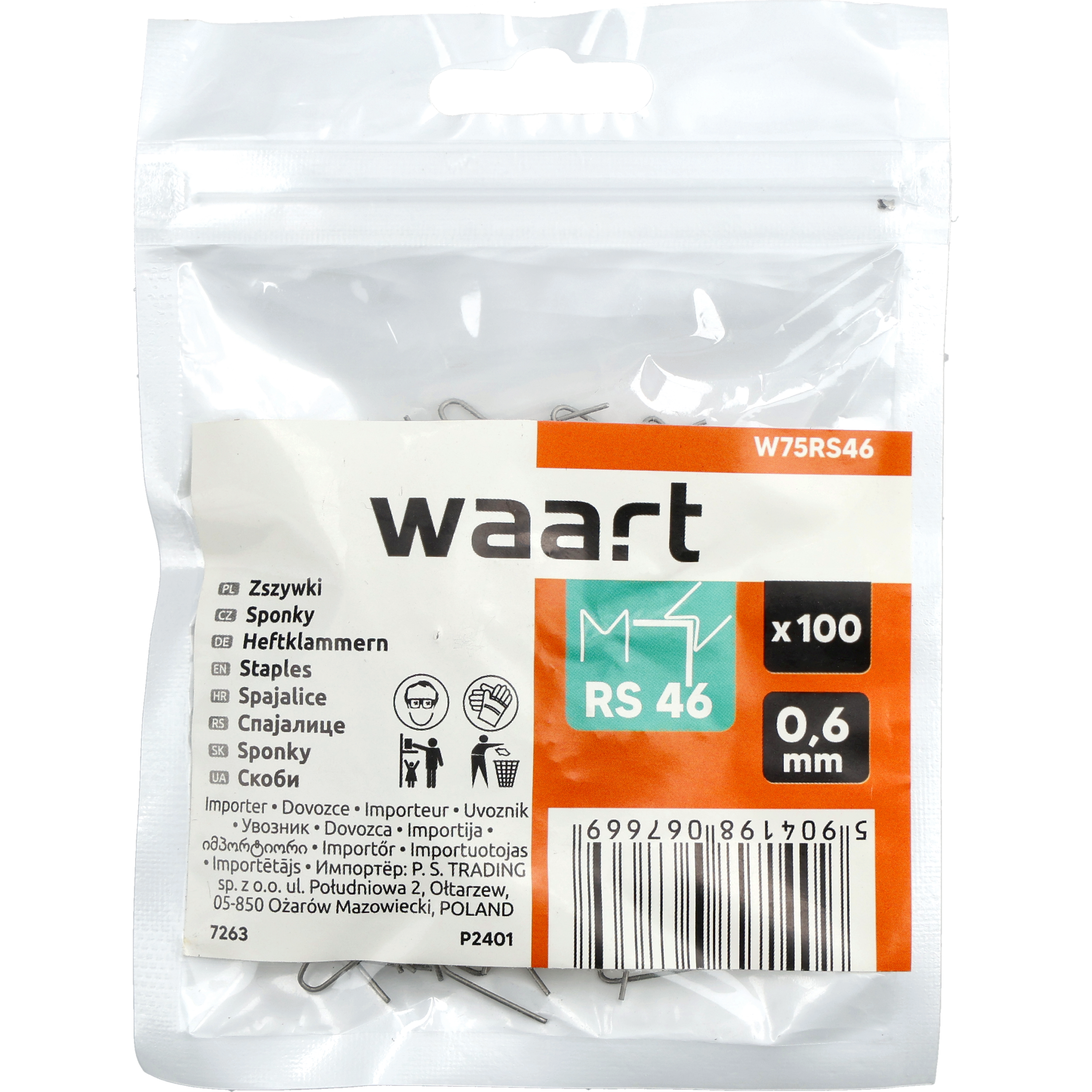 Zszywki do plastiku zewnętrzne 0,6mm 100 szt. WAART