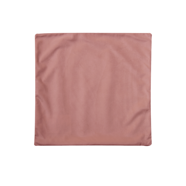 Funda de cojín cuadrada Tony terciopelo poliéster liso rosa bistro overlock y cosido con cremallera INSPIRE 45 x 45 cm