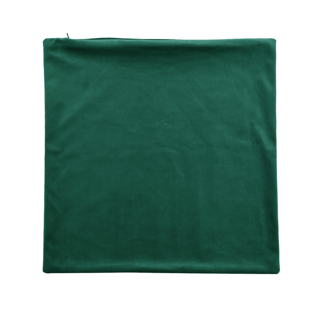 Funda de cojín cuadrada Tony terciopelo poliéster liso verde exotic con cremallera overlock y cosido INSPIRE 60 x 60 cm