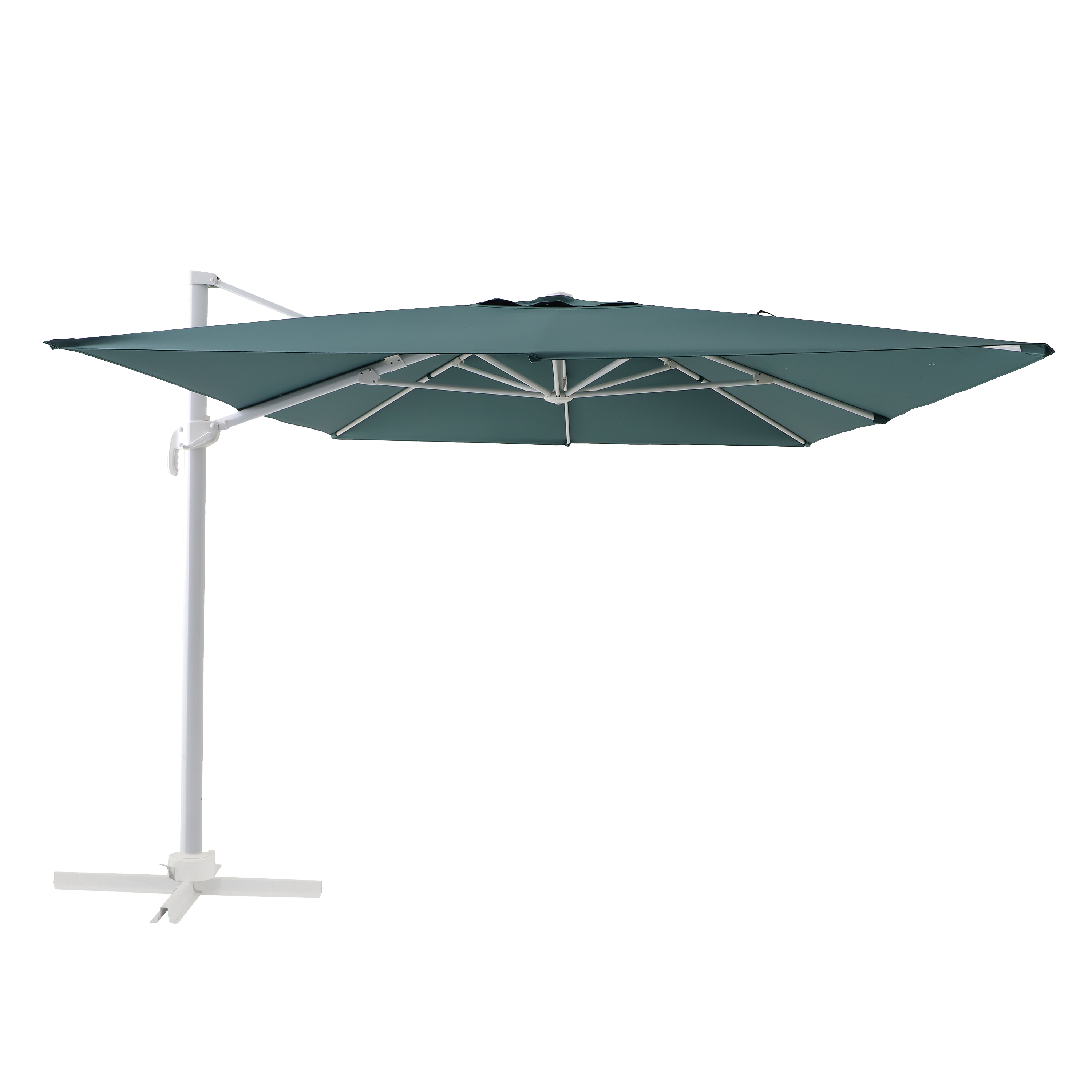 parasol excentrico rectangular de aluminioacero naterial aura verde 293x386 cm  4 pies de parasol gomo cuadrado de cemento de 26 kg