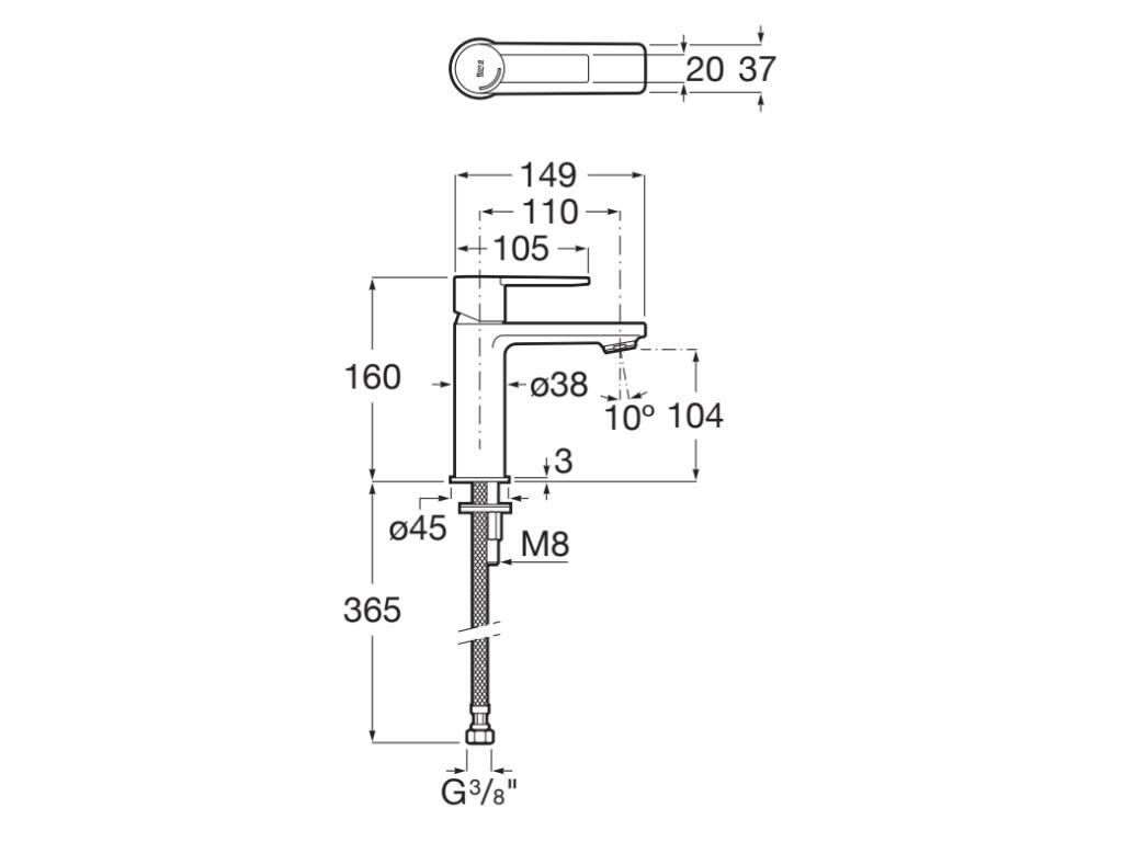 Grifo de lavabo ROCA Alpine monomando cromo brillo. Apertura en frío. Antical. Latón - 3