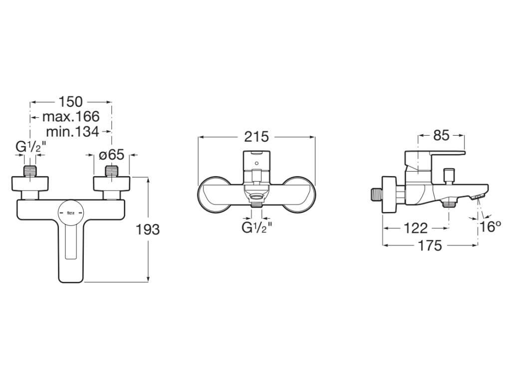 Grifo de bañera monomando ROCA Alpine negro mate Antical Latón - 2