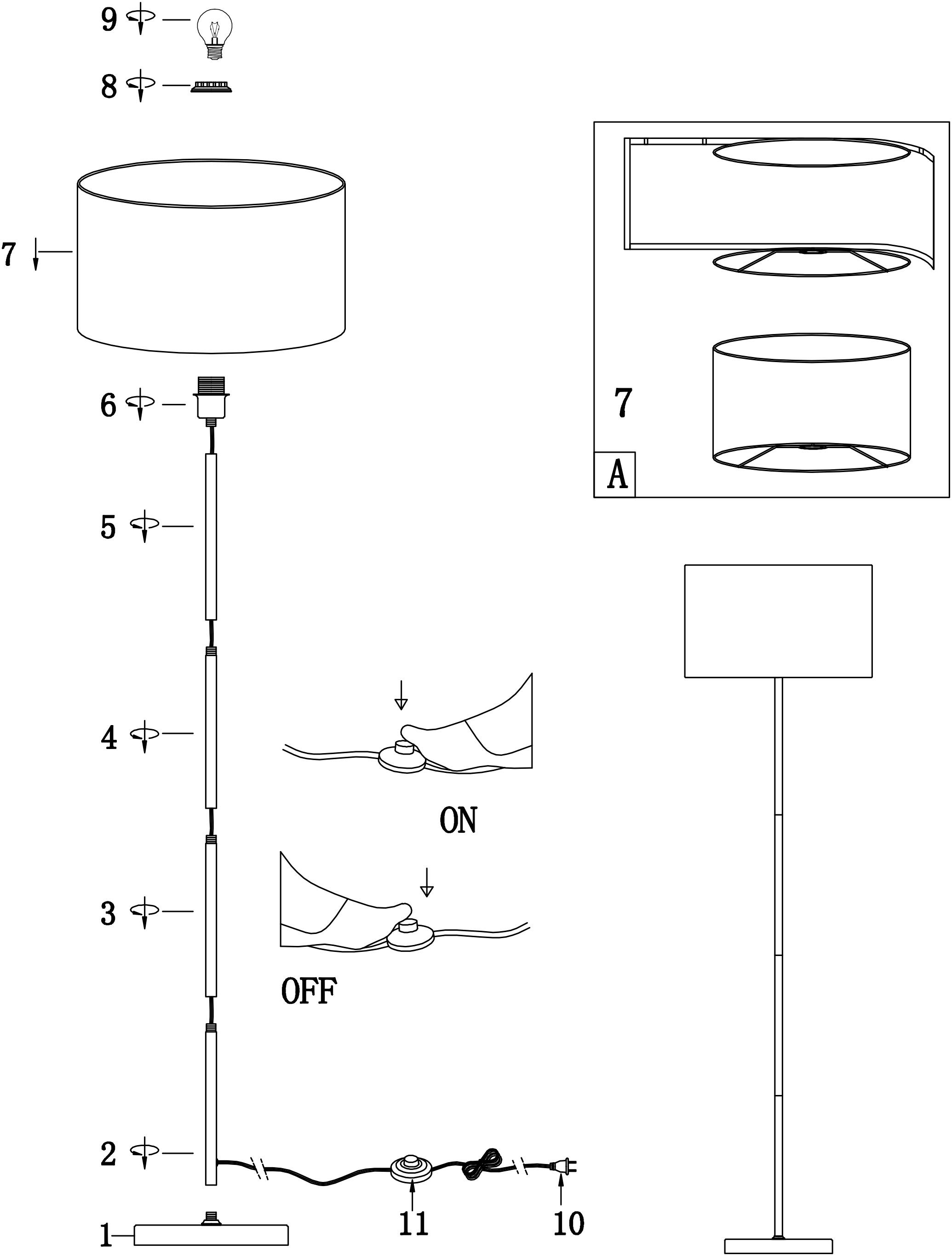 Lámpara de pie Lino E27 38 cm - 7