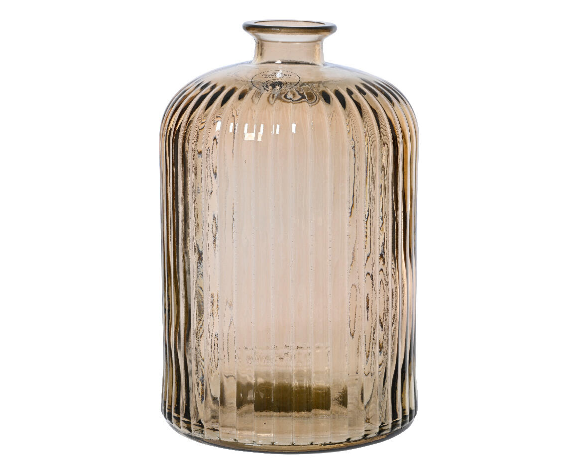 Vase strié 'Daroca' marron en verre recycle - L'Incroyable