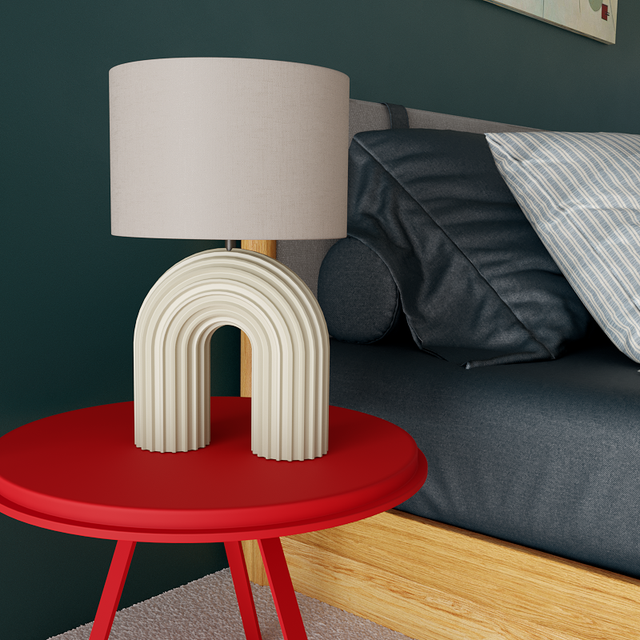 Lampa stołowa Vaska kremowa E27 41 cm Inspire