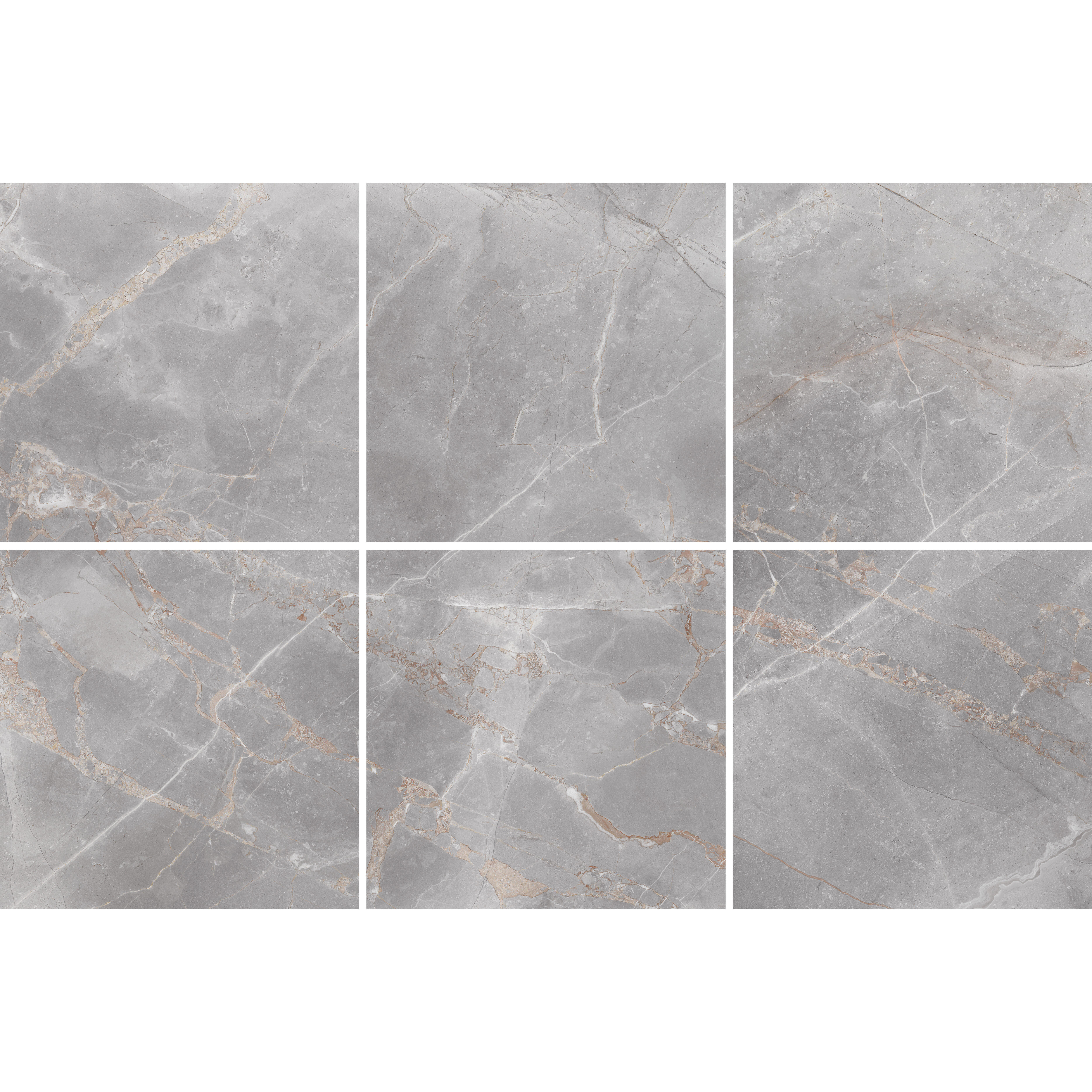 Piastrella da pavimento e rivestimento interno in gres porcellanato 60 x 60 cm rettificato smaltato grigio-argento marmorizzato opaco Elite R9 traffico intenso (pei 4/5) Sp. 7.4 mm 1.44 mq - 12