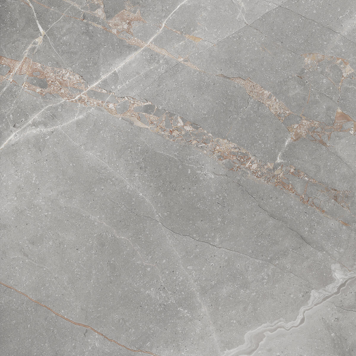 Piastrella da pavimento e rivestimento interno in gres porcellanato 60 x 60 cm rettificato smaltato grigio-argento marmorizzato opaco Elite R9 traffico intenso (pei 4/5) Sp. 7.4 mm 1.44 mq - 11