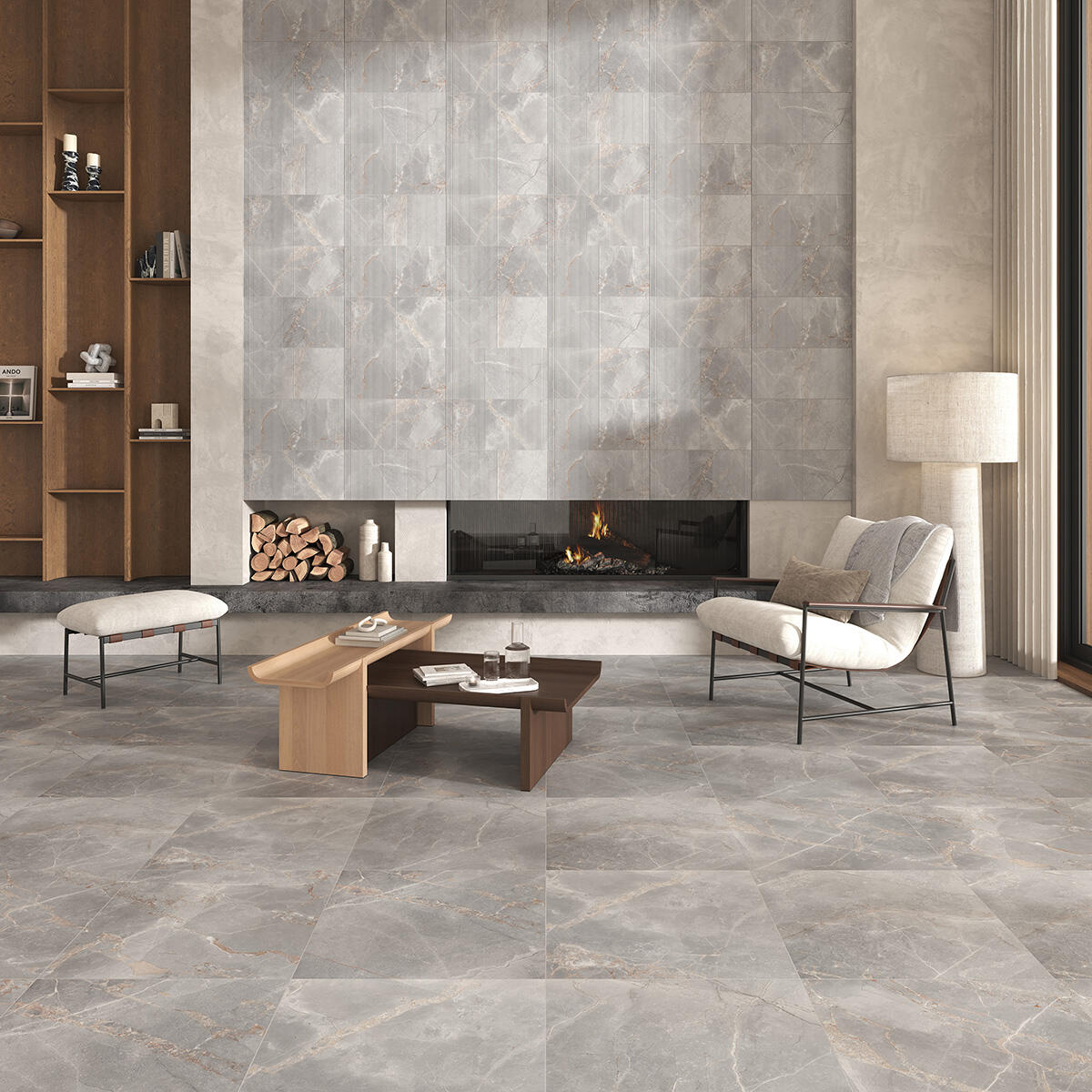 Piastrella da pavimento e rivestimento interno in gres porcellanato 60 x 60 cm rettificato smaltato grigio-argento marmorizzato opaco Elite R9 traffico intenso (pei 4/5) Sp. 7.4 mm 1.44 mq - 2