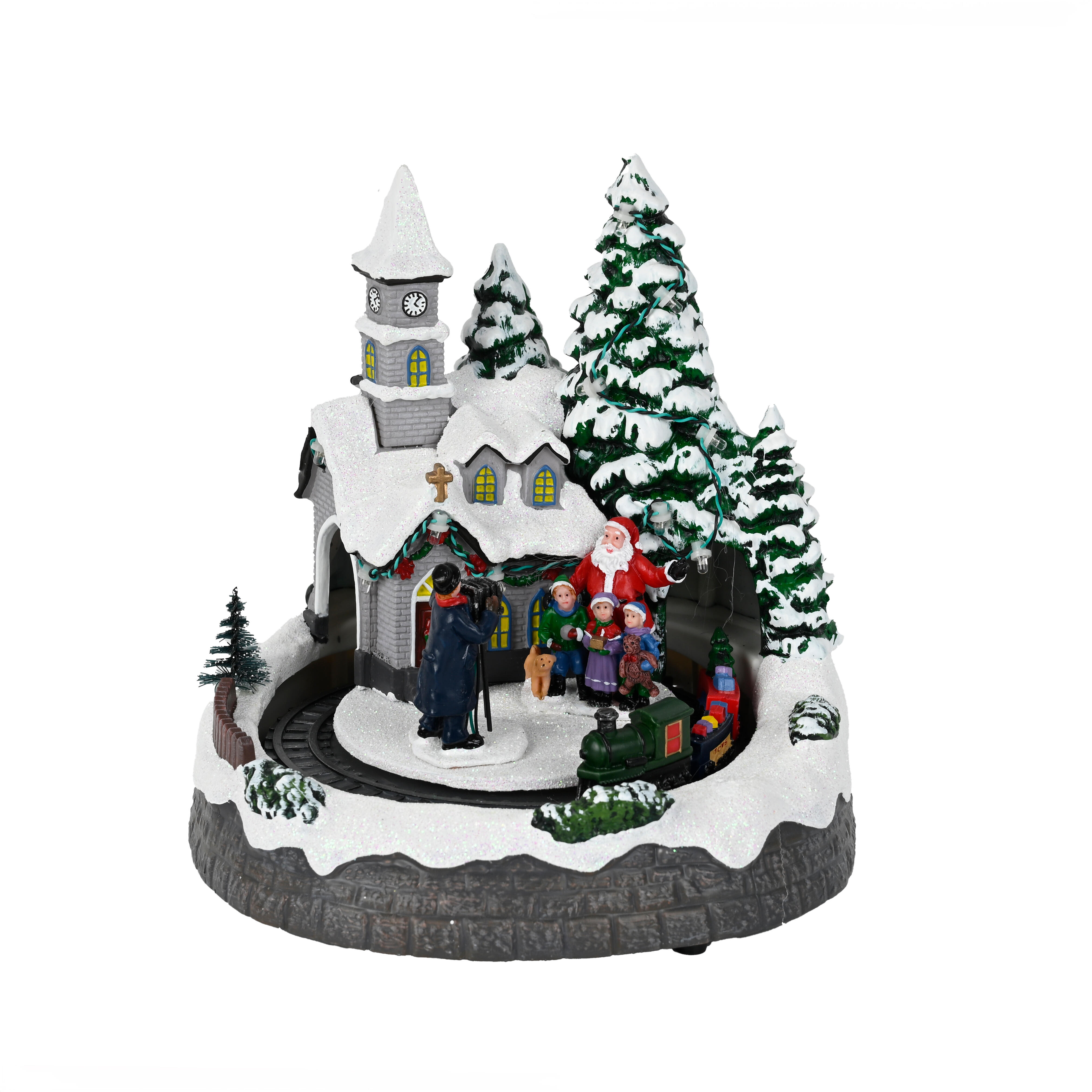 Ciudad animada de Navidad de resina multicolor con iluminación LED musical - 4