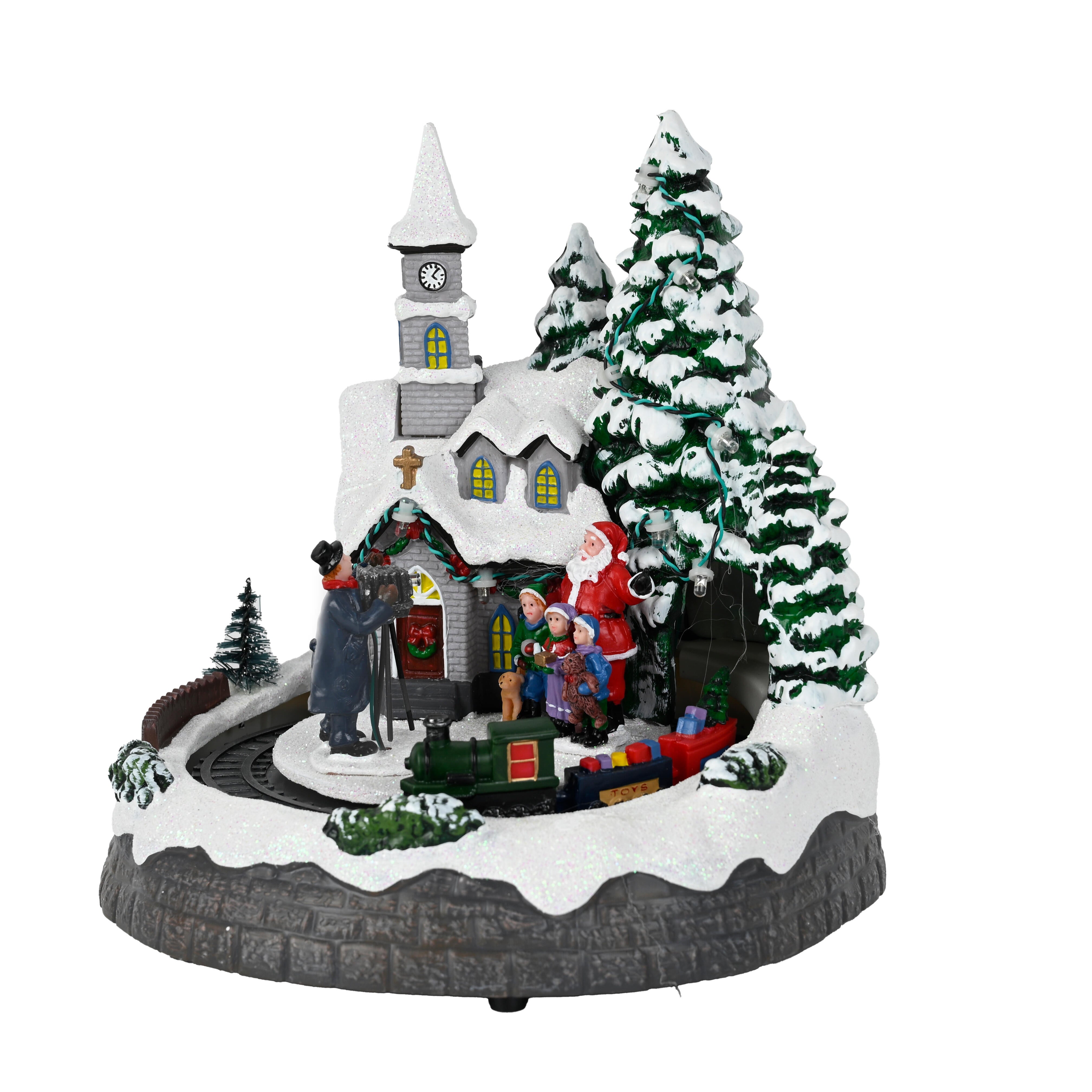 Ciudad animada de Navidad de resina multicolor con iluminación LED musical - 3