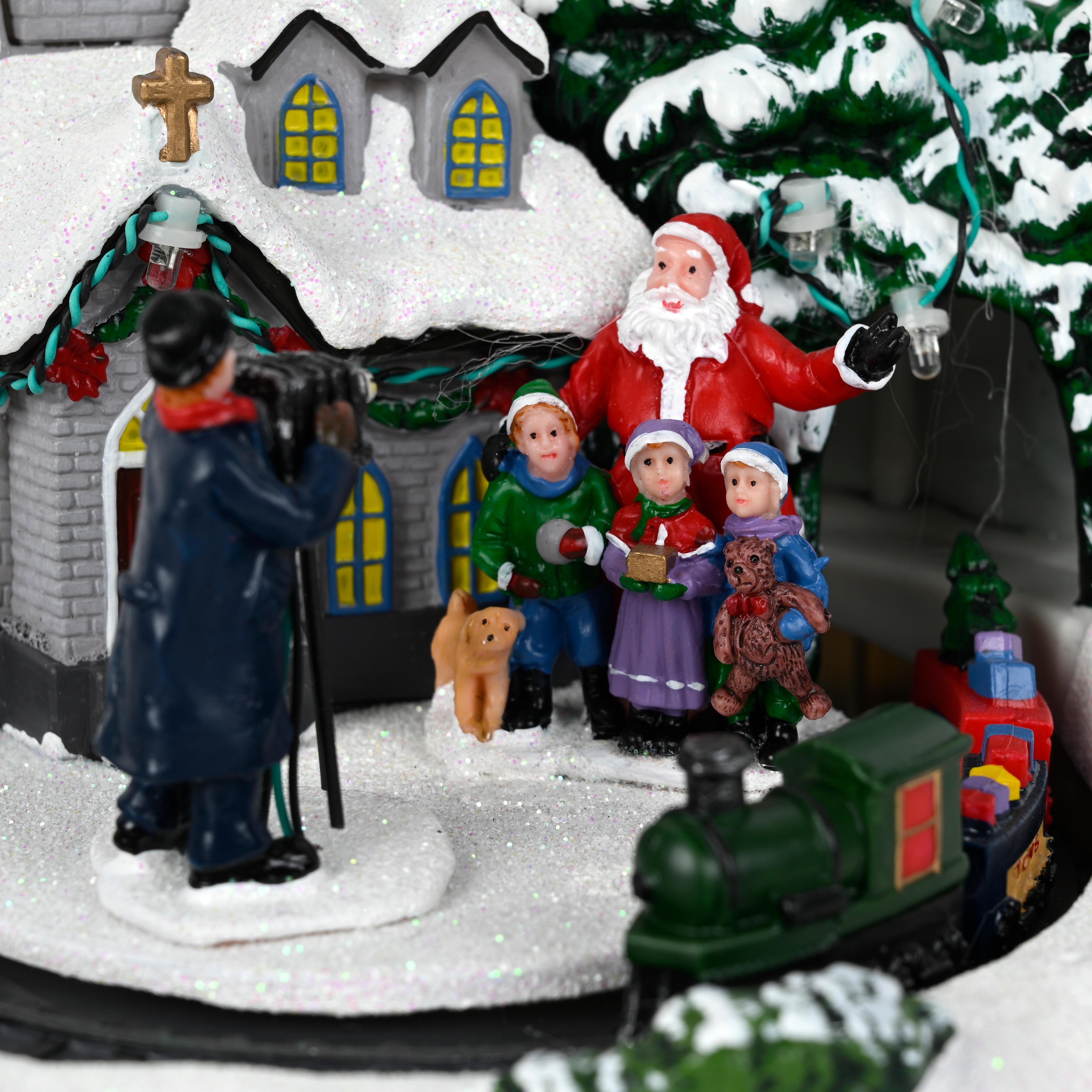 Ciudad animada de Navidad de resina multicolor con iluminación LED musical - 8