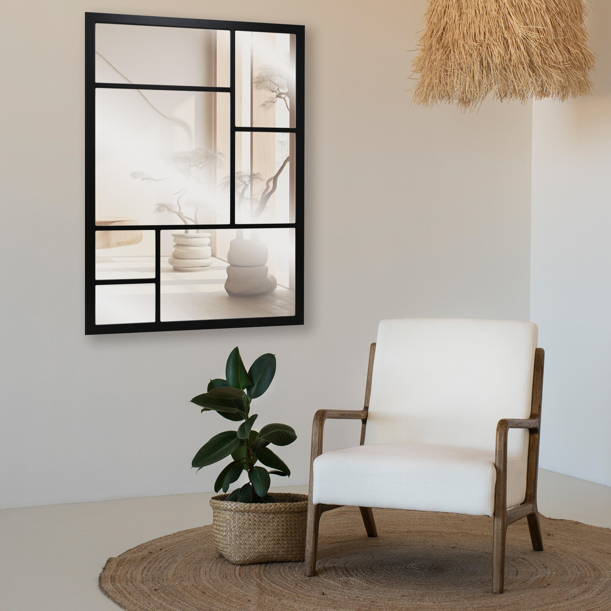 Espejo enmarcado rectangular pop negro 49 x69 cm