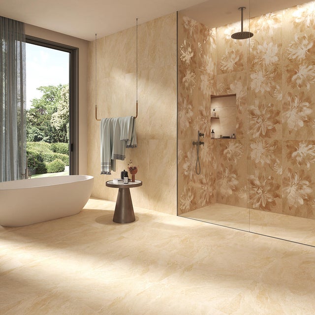 Piastrella da pavimento e rivestimento interno 60 x 60 cm Sp. 7.4 mm rettificato Vals-Stone in gres porcellanato smaltato beige opaco traffico intenso (pei 4/5) R9 1.44 mq
