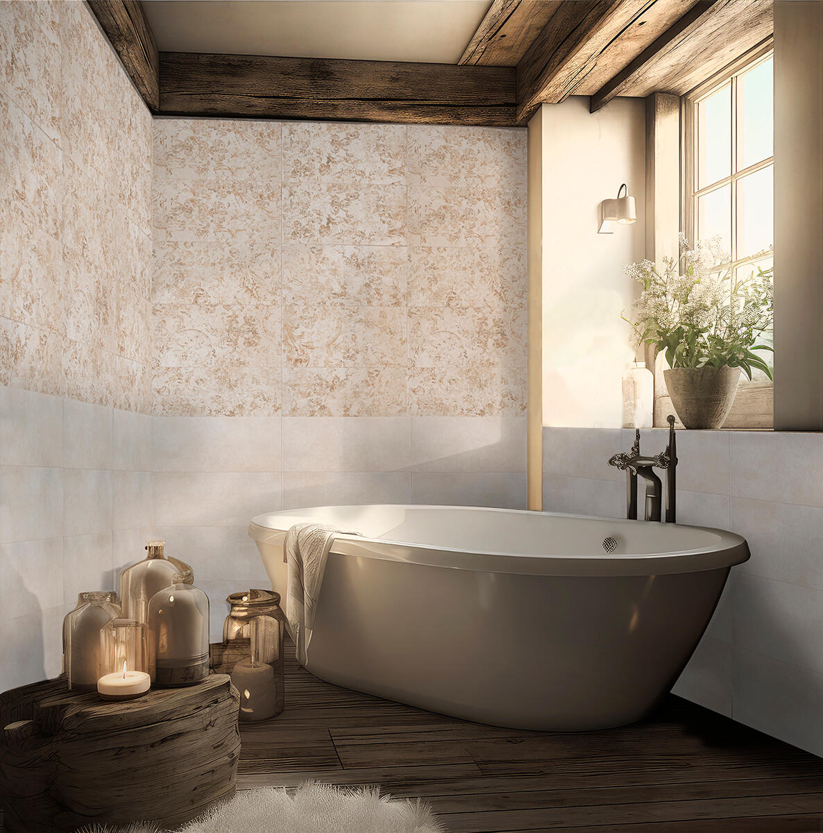 Piastrella da rivestimento interno in maiolica 26.1 x 52.2 cm smaltato beige opaco Vegas Almond traffico medio forte (pei 3/5) Sp. 6.4 mm 2.18 mq - 11