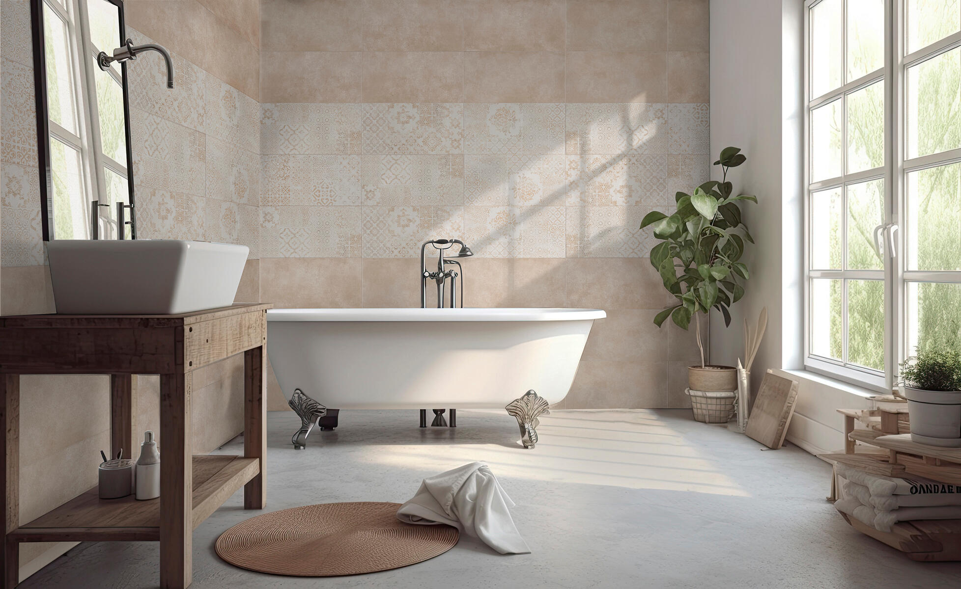 Piastrella da rivestimento interno in maiolica 26.1 x 52.2 cm smaltato beige decorato opaco Vegas traffico medio forte (pei 3/5) Sp. 6.4 mm 2.18 mq - 3