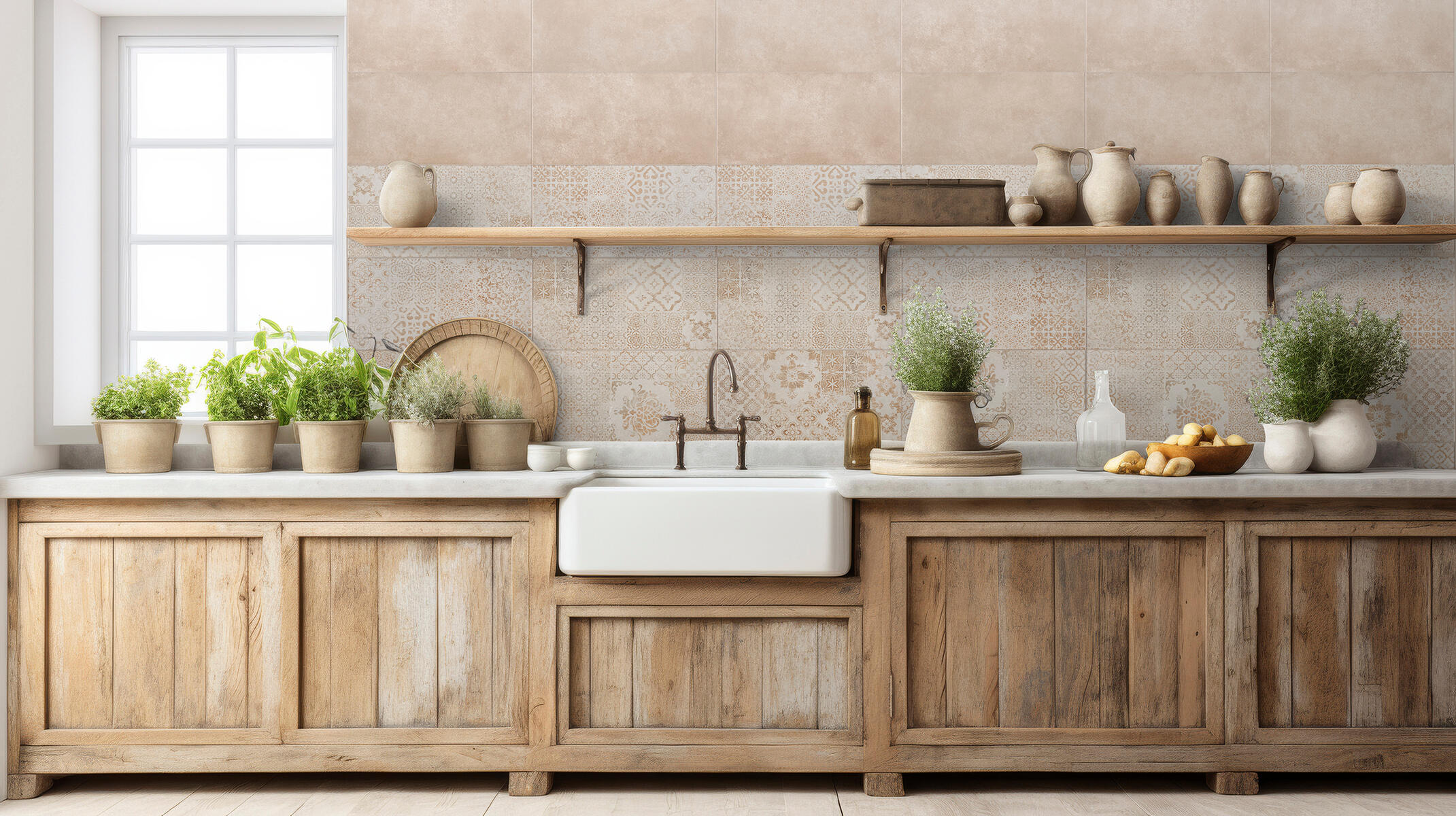 Piastrella da rivestimento interno in maiolica 26.1 x 52.2 cm smaltato beige decorato opaco Vegas traffico medio forte (pei 3/5) Sp. 6.4 mm 2.18 mq - 2