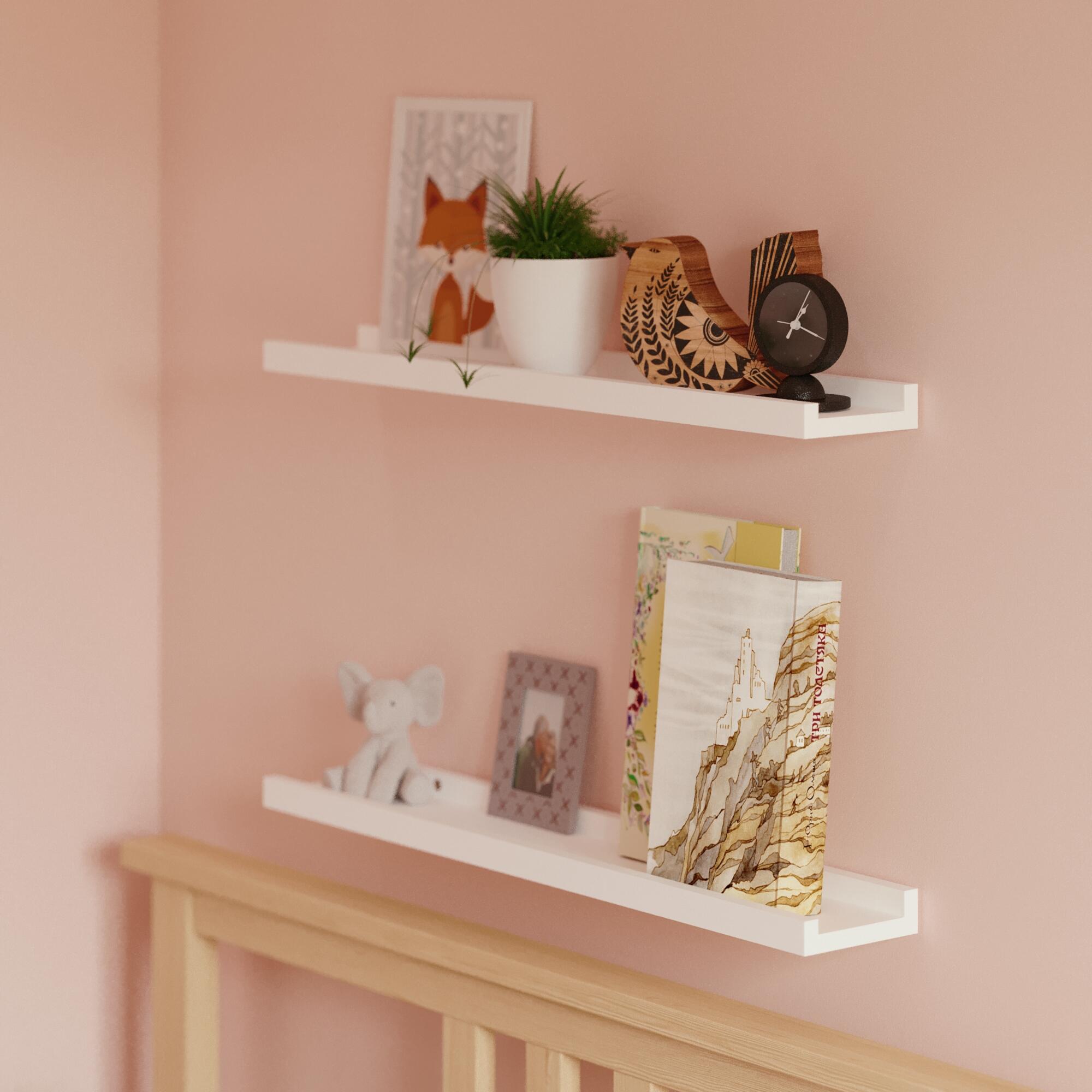 Estante mural en u Spaceo en color blanco de 60x10x4,5 cm y carga máx de 5 kg - 5